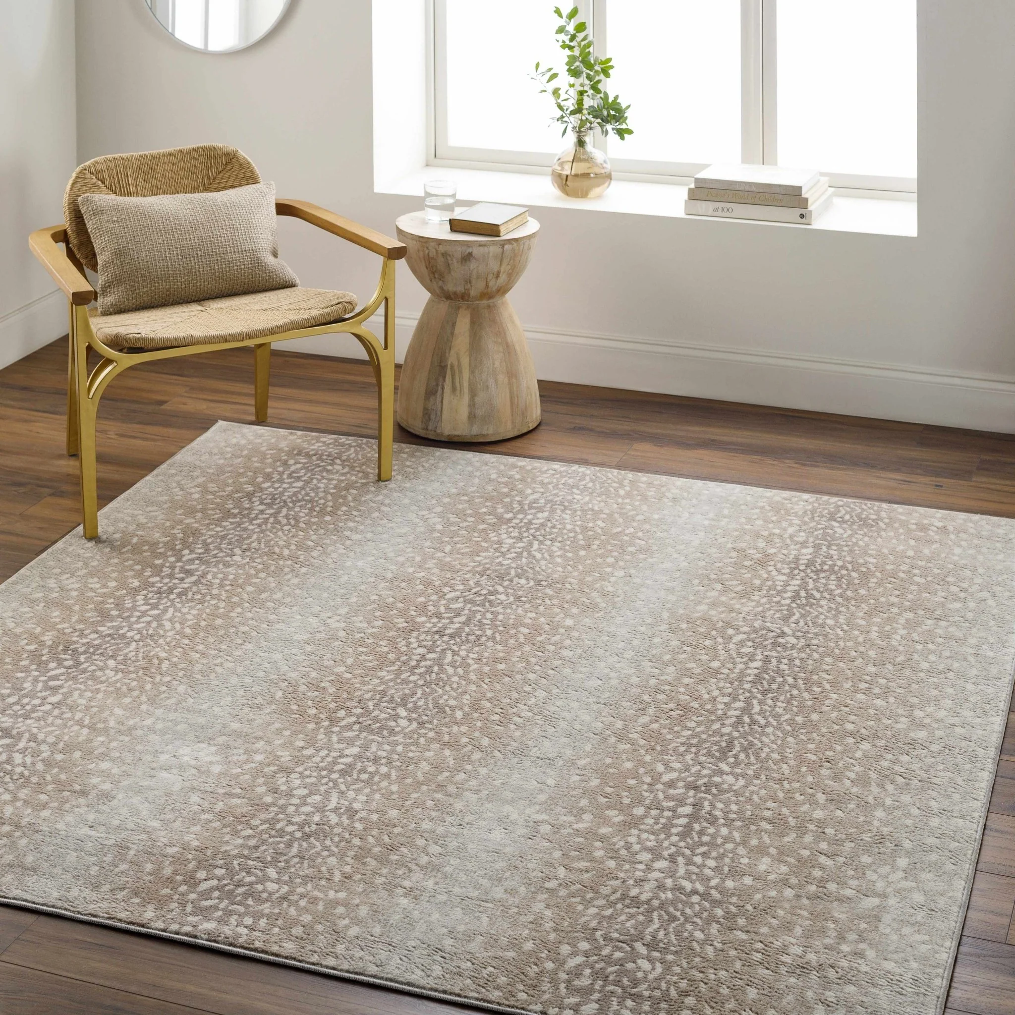 Modern Contemporary Ivory and Brown Leopard Print Medium Pile Area Rug - Image 21