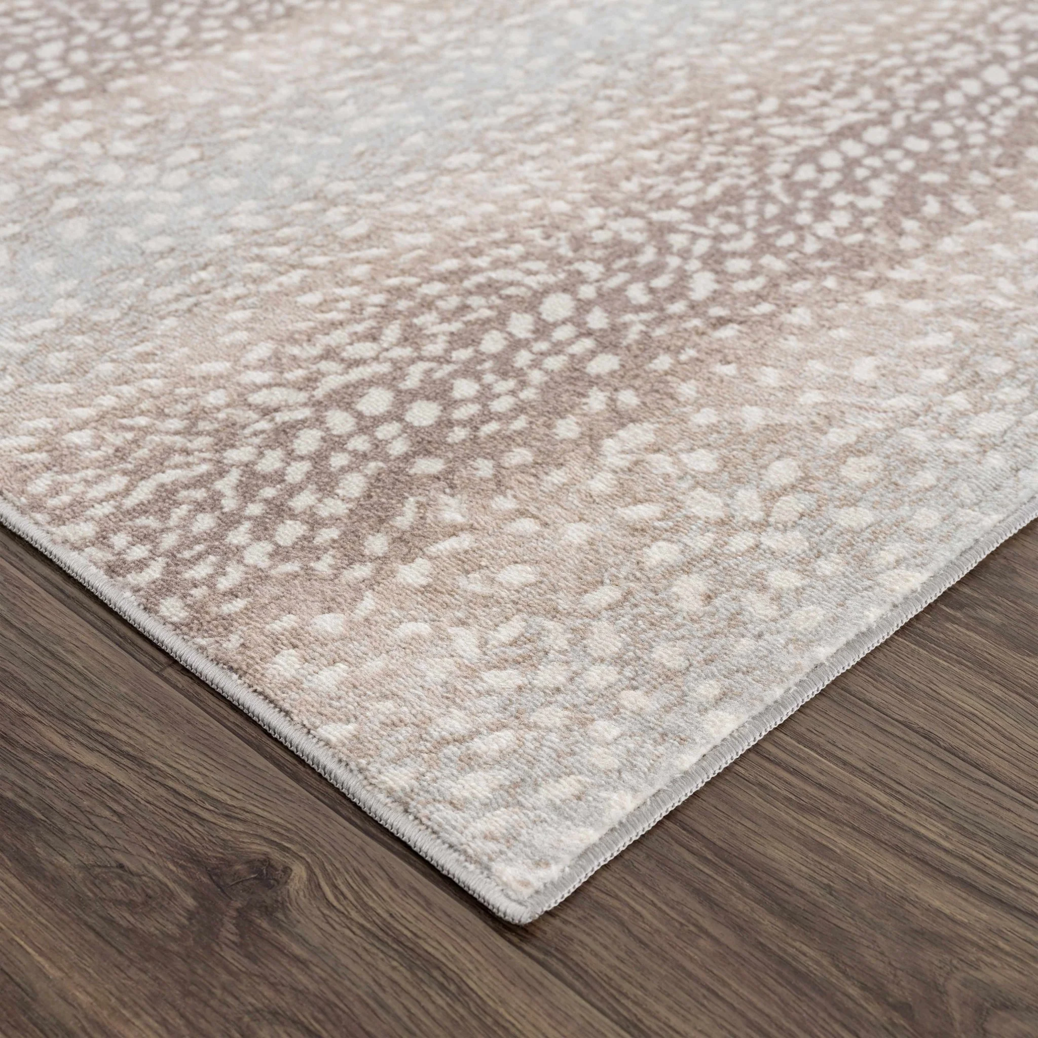 Modern Contemporary Ivory and Brown Leopard Print Medium Pile Area Rug - Image 6