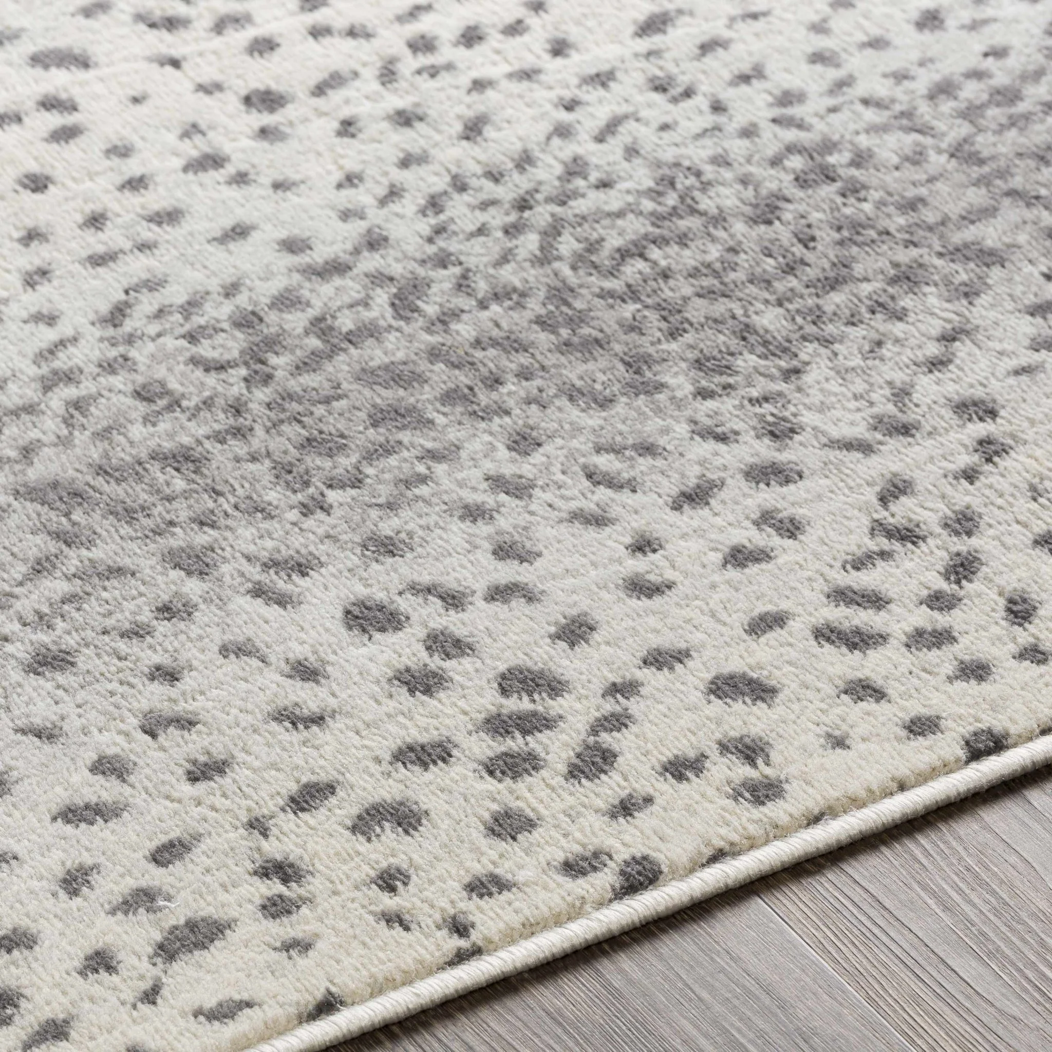Modern Contemporary Ivory and Charcoal Leopard Print Low Pile Area Rug - Image 6