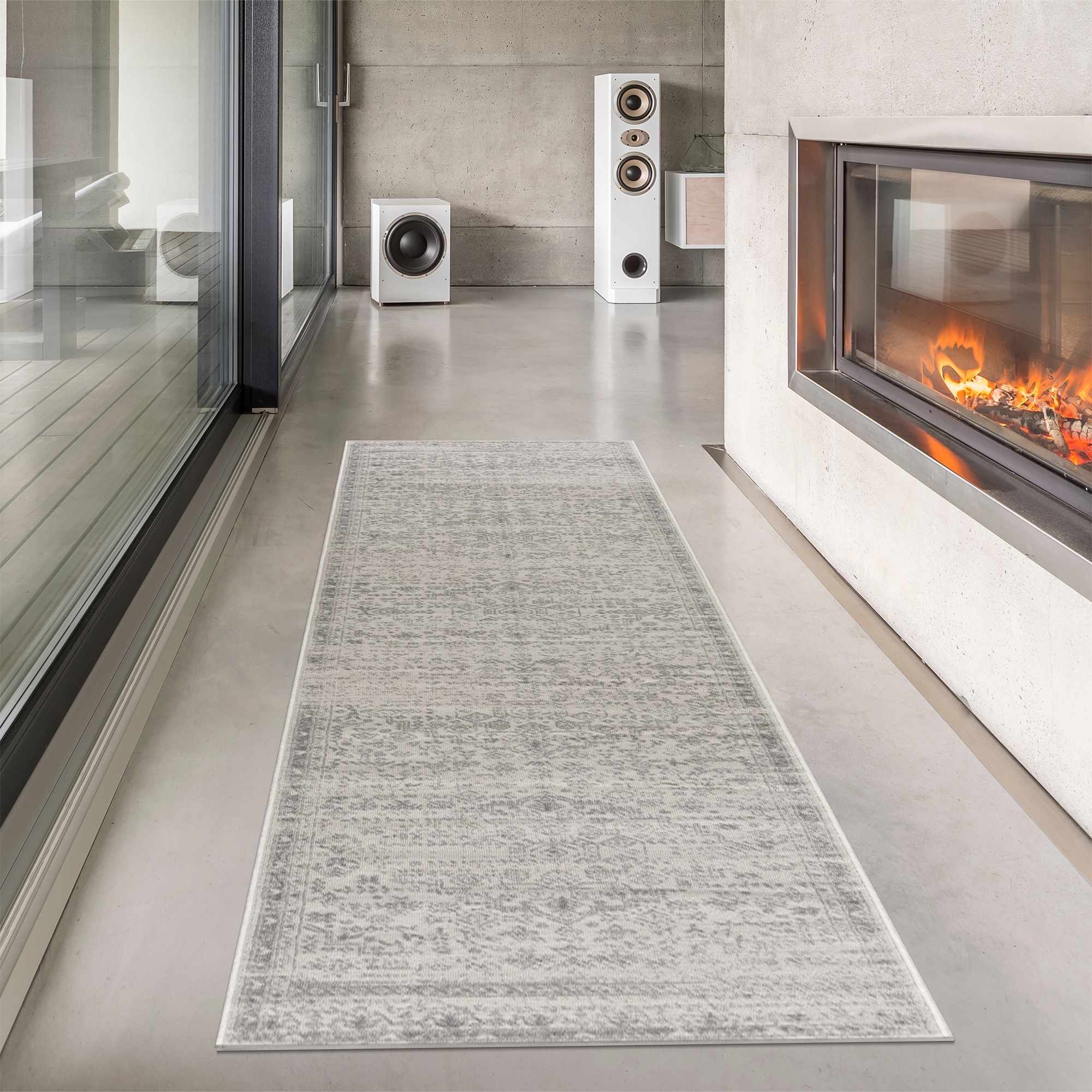 Traditional Medallion Design Contemporary Ivory and Gray Medium pile Area Rug - Image 4