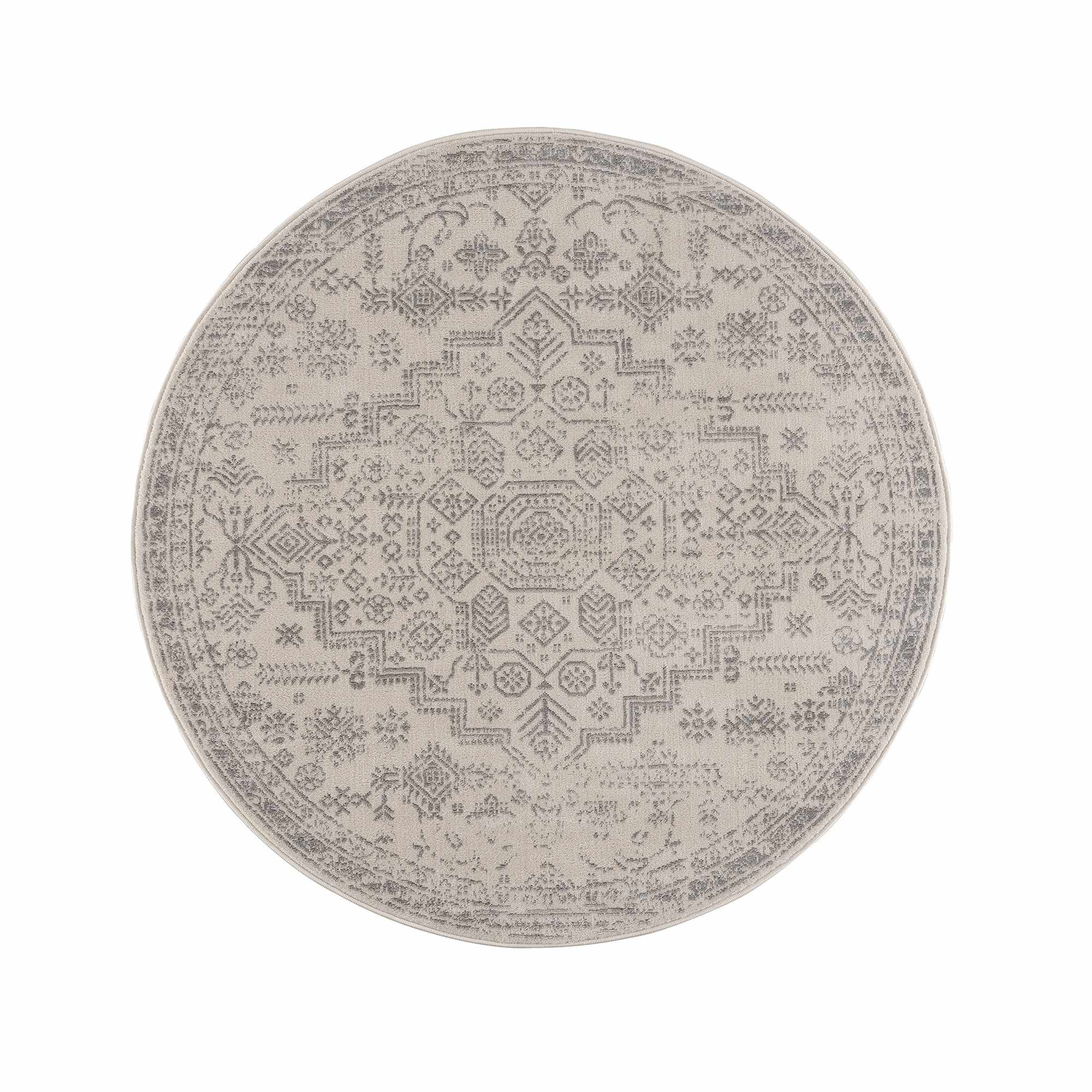 Traditional Medallion Design Contemporary Ivory and Gray Medium pile Area Rug - Image 7