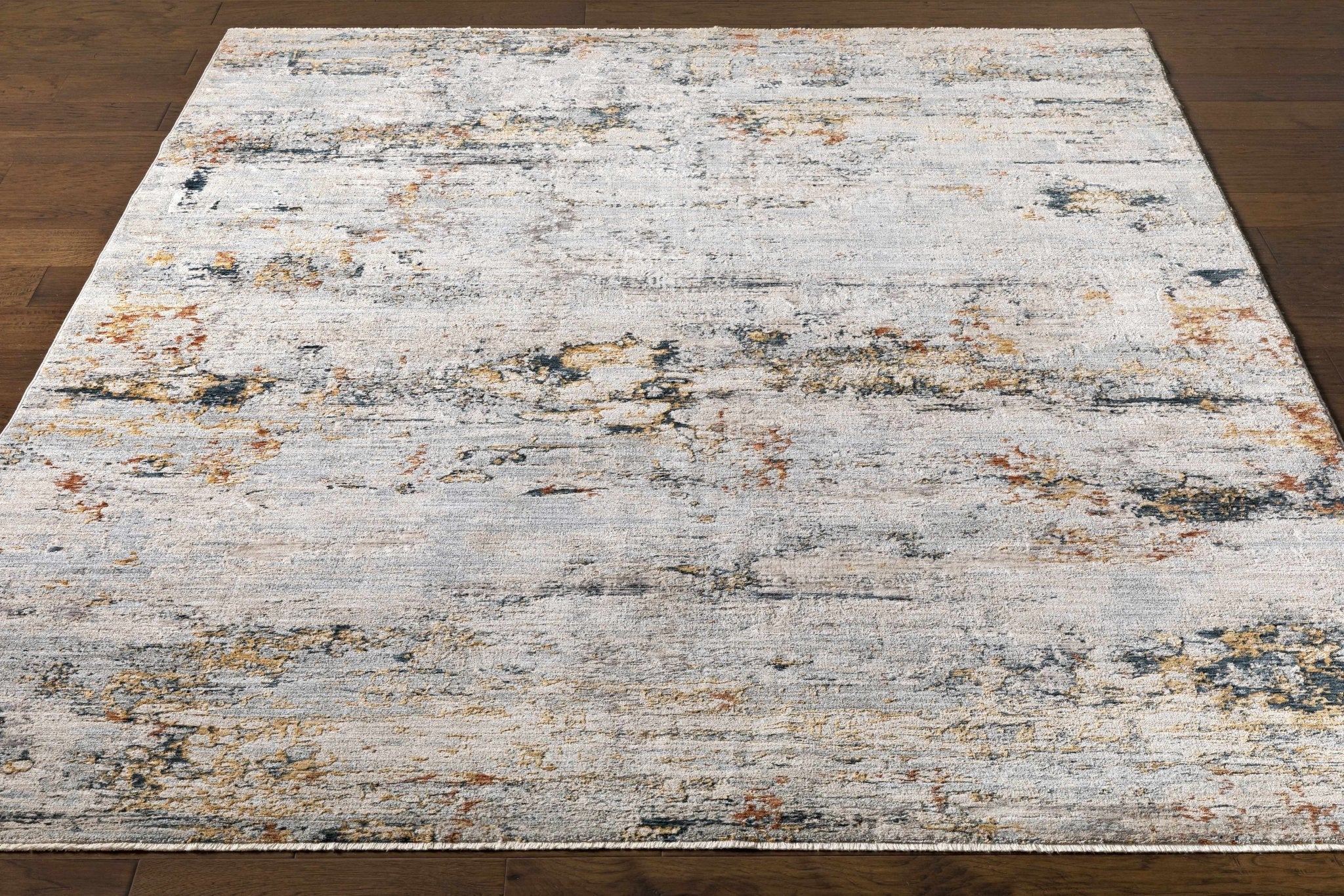 Contemporary Ivory And Gray Machine Woven Rug - Image 10
