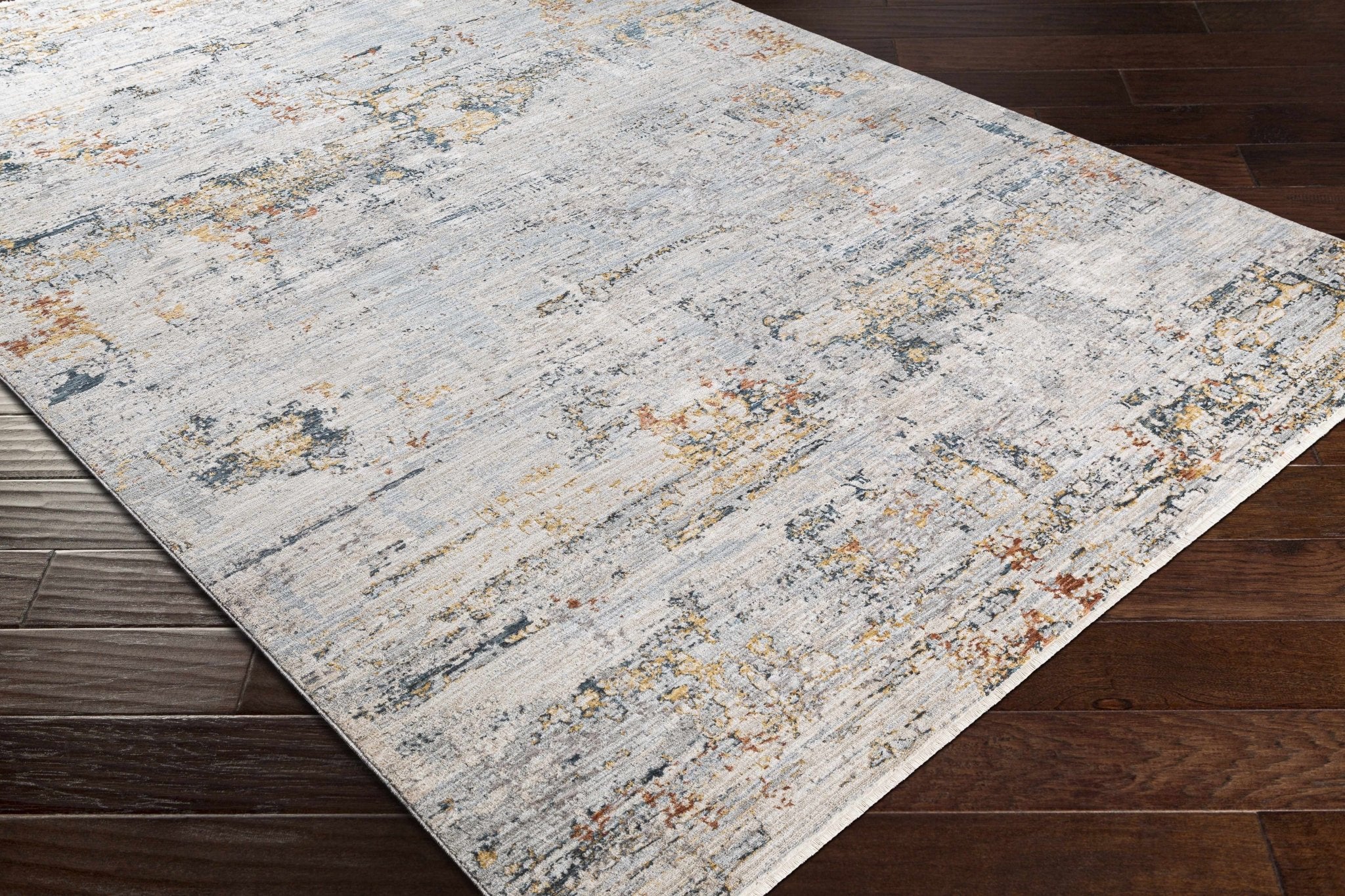 Contemporary Ivory And Gray Machine Woven Rug - Image 3
