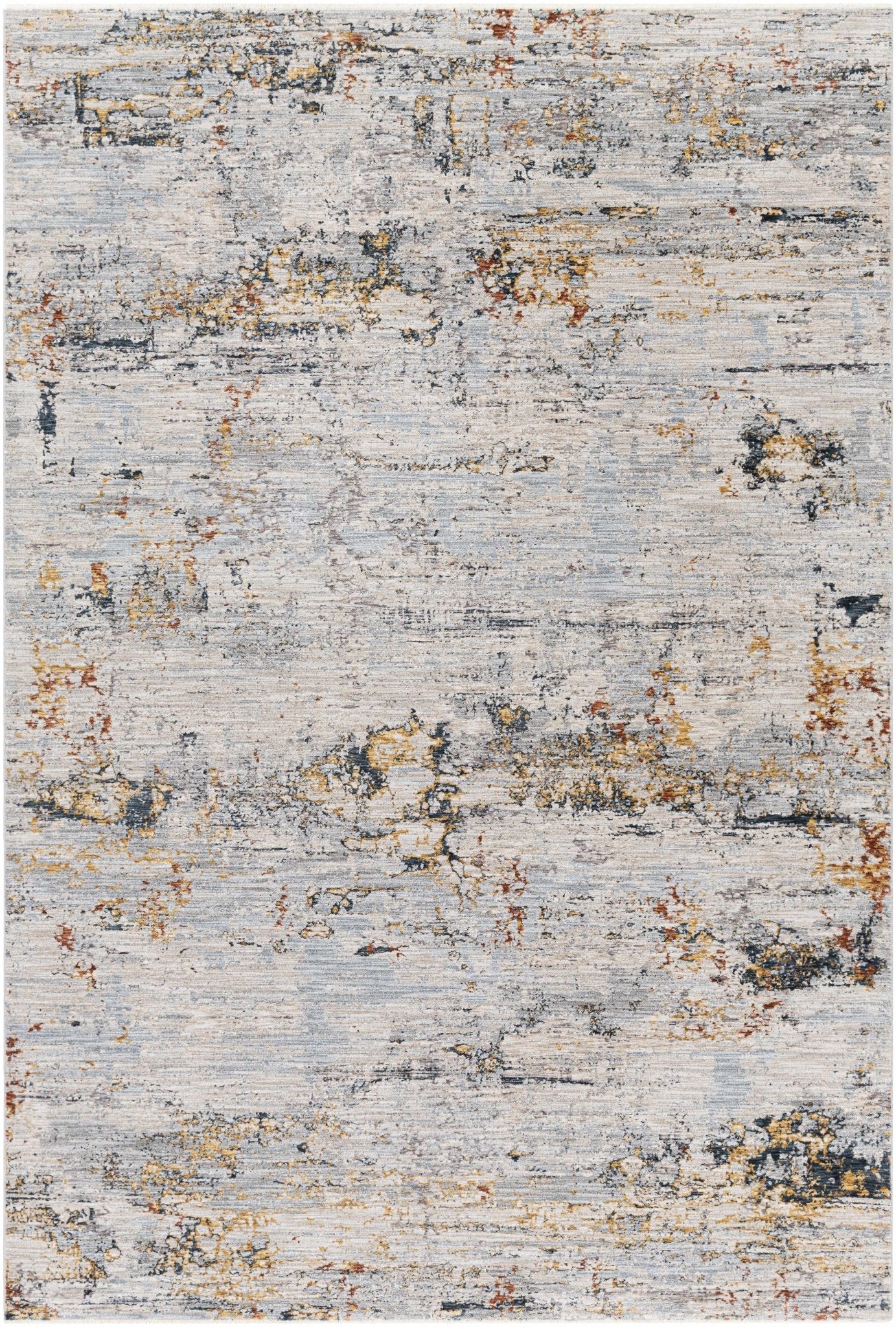 Contemporary Ivory And Gray Machine Woven Rug - Image 6