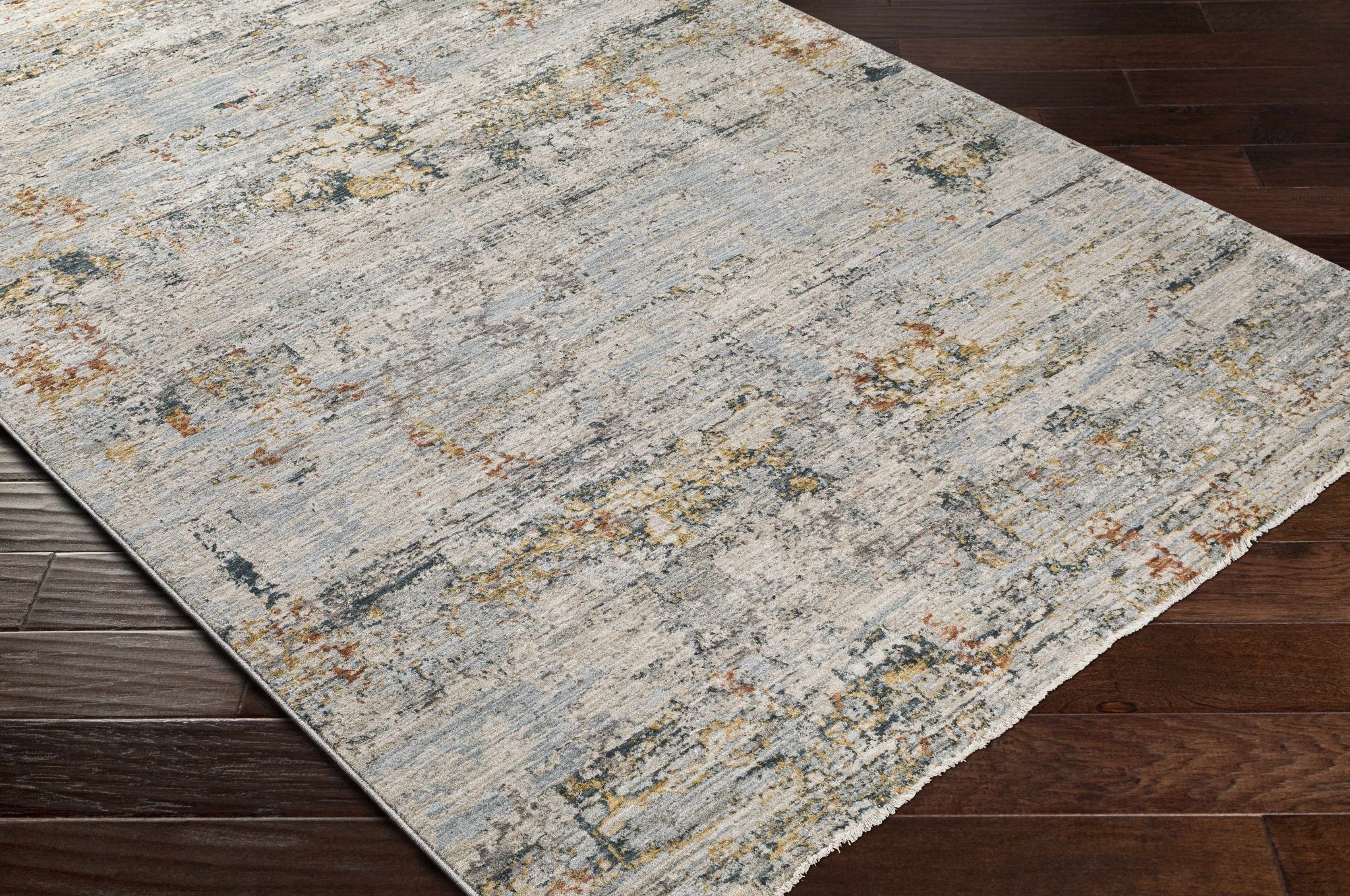 Contemporary Ivory And Gray Machine Woven Rug - Image 8