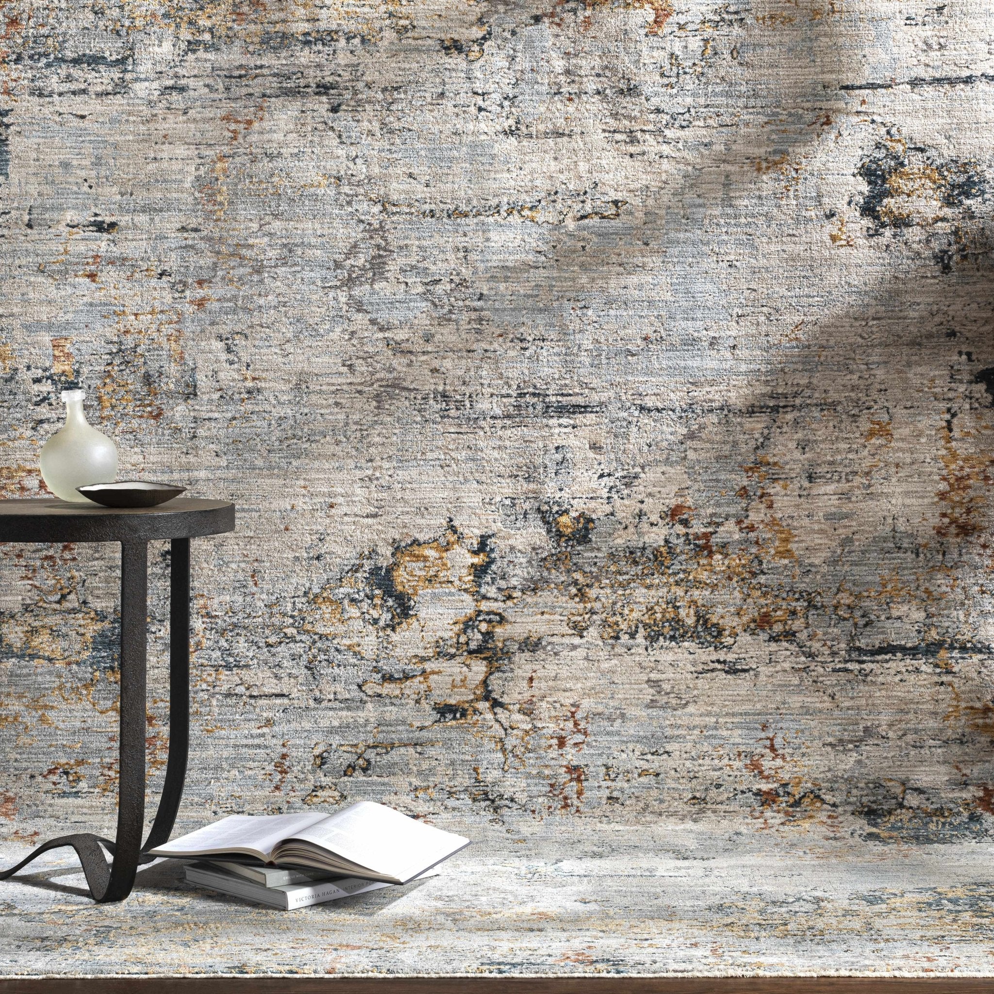 Contemporary Ivory And Gray Machine Woven Rug - Image 9