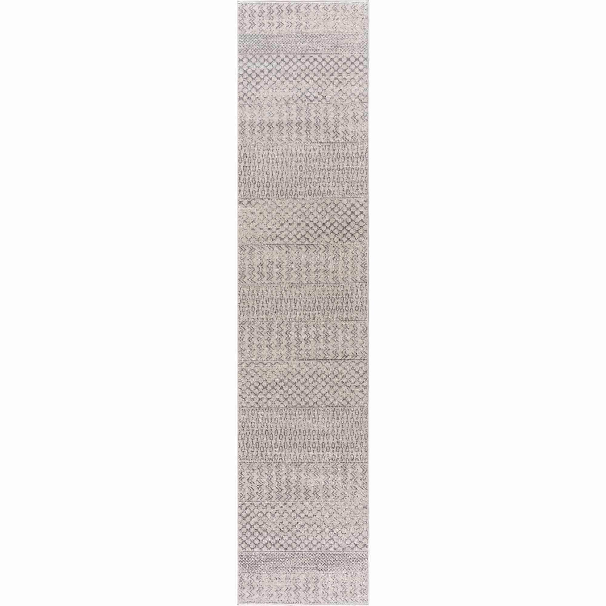 Contemporary Ivory and Gray Medium Pile Tribal Trellis Multi size Area Rug - Image 4