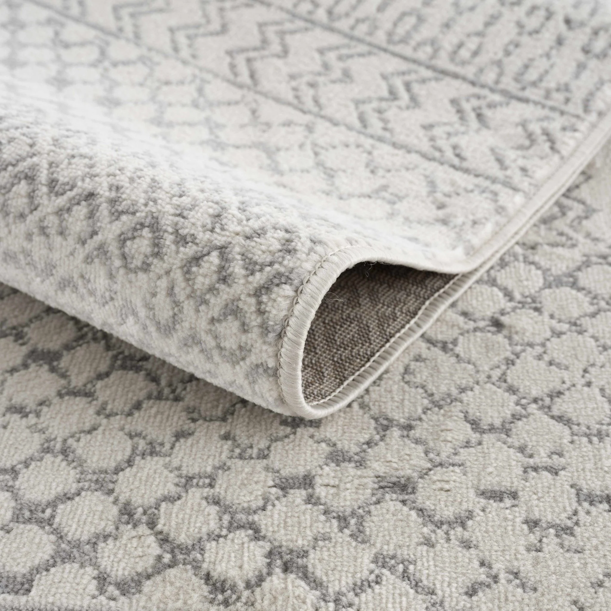 Contemporary Ivory and Gray Medium Pile Tribal Trellis Multi size Area Rug - Image 6