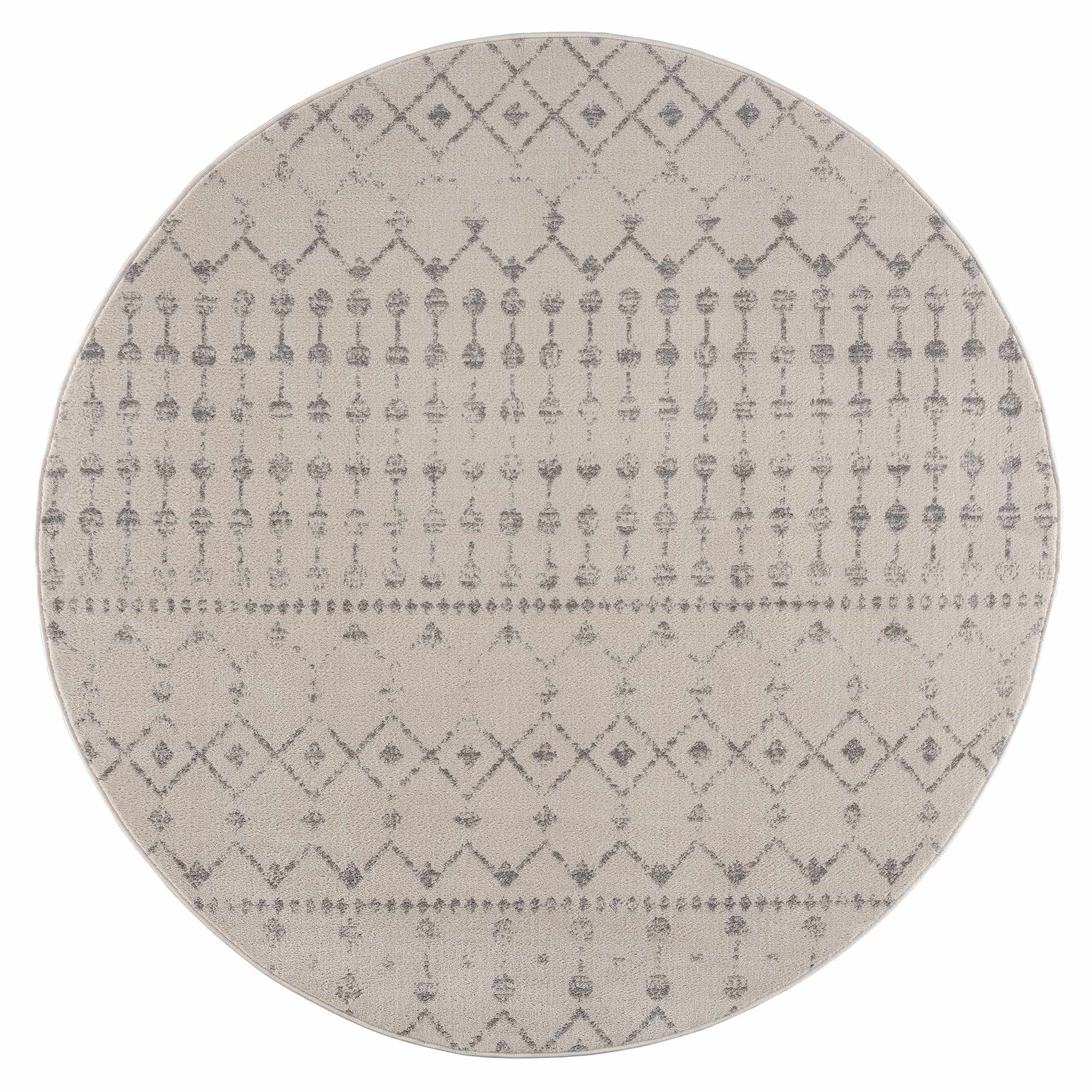 Contemporary Ivory and Gray Tribal Trellis Design Medium Pile Area Rug - Image 6