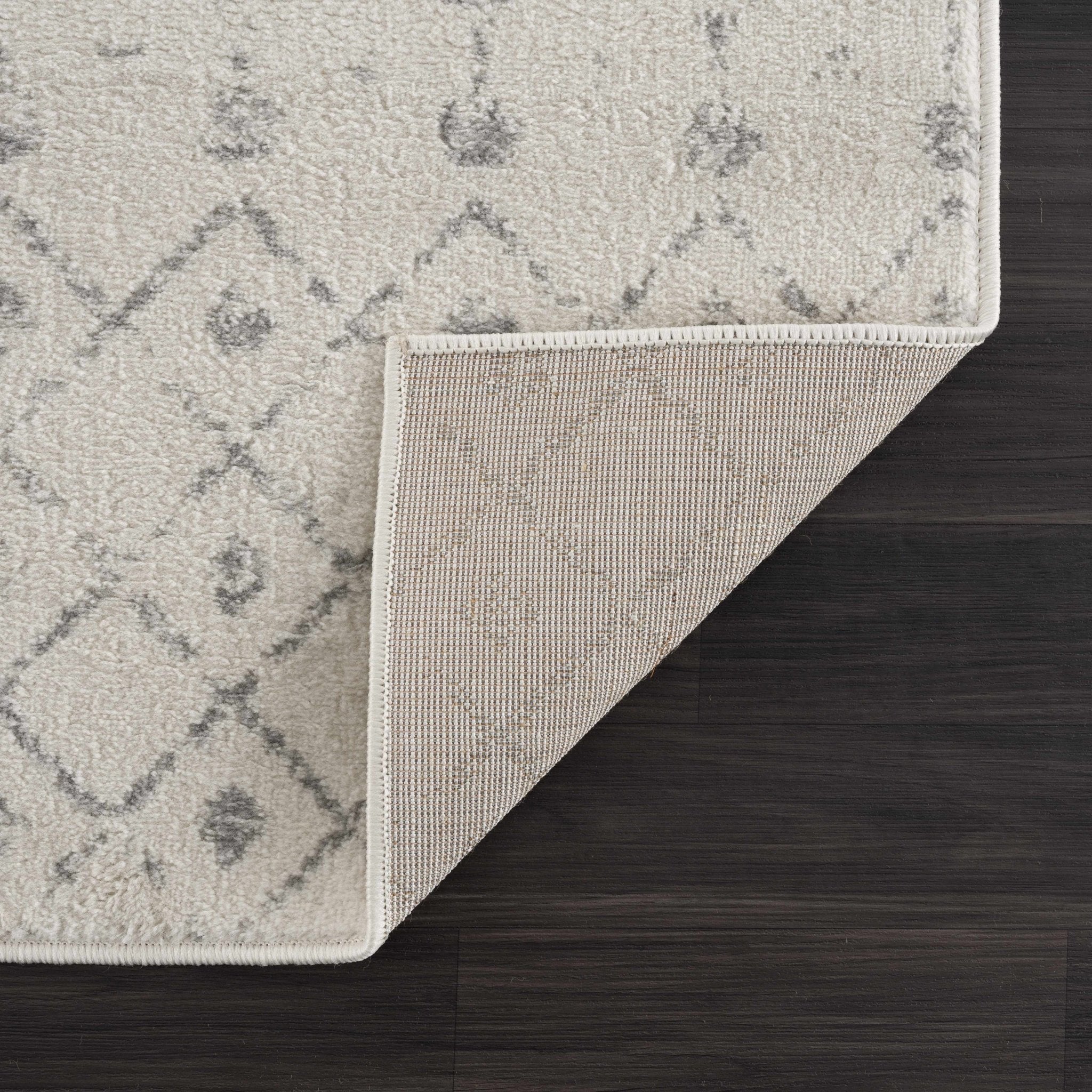 Contemporary Ivory and Gray Tribal Trellis Design Medium Pile Area Rug - Image 7