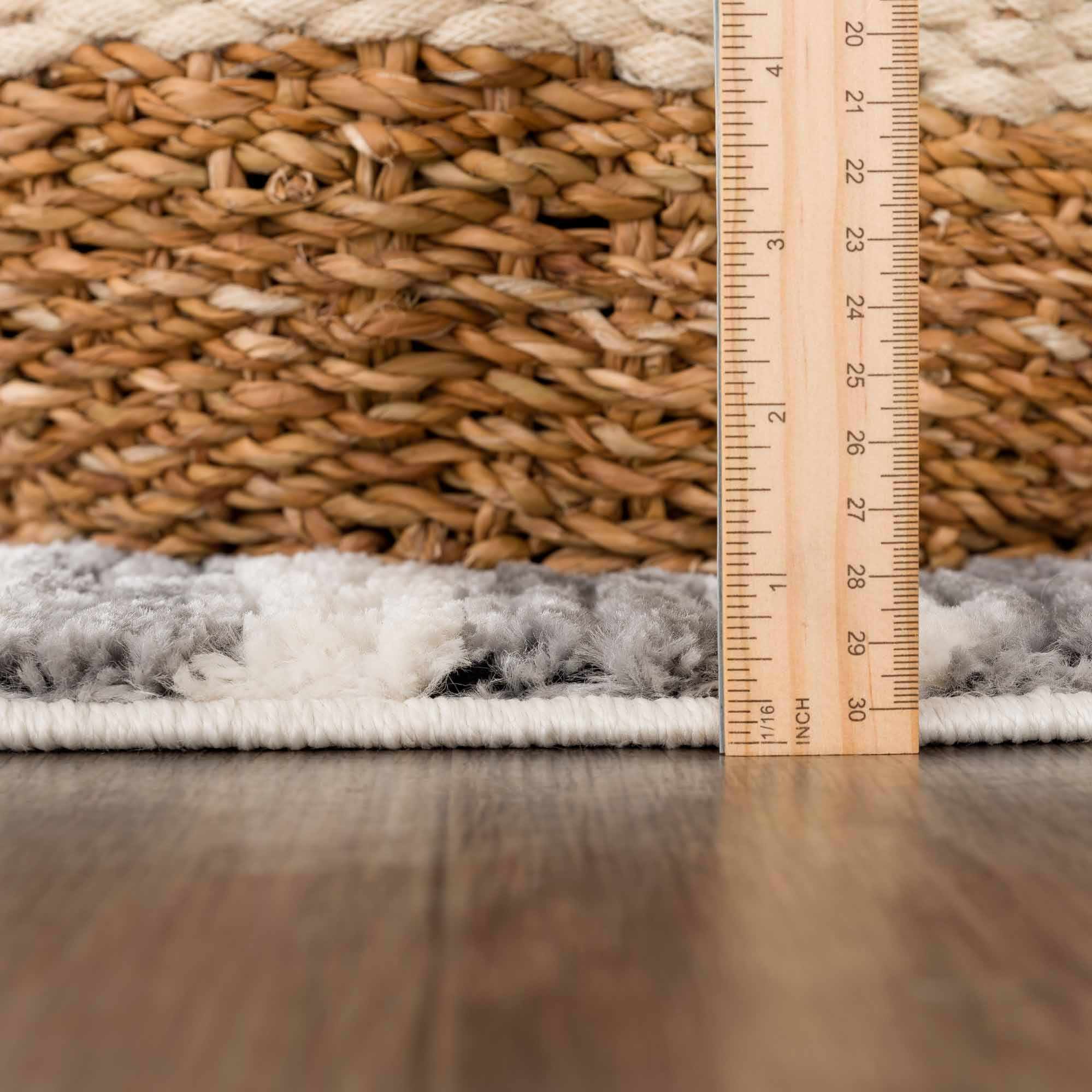 Modern Contemporary Ivory, Black and Gray High Pile Area Rug - Image 11