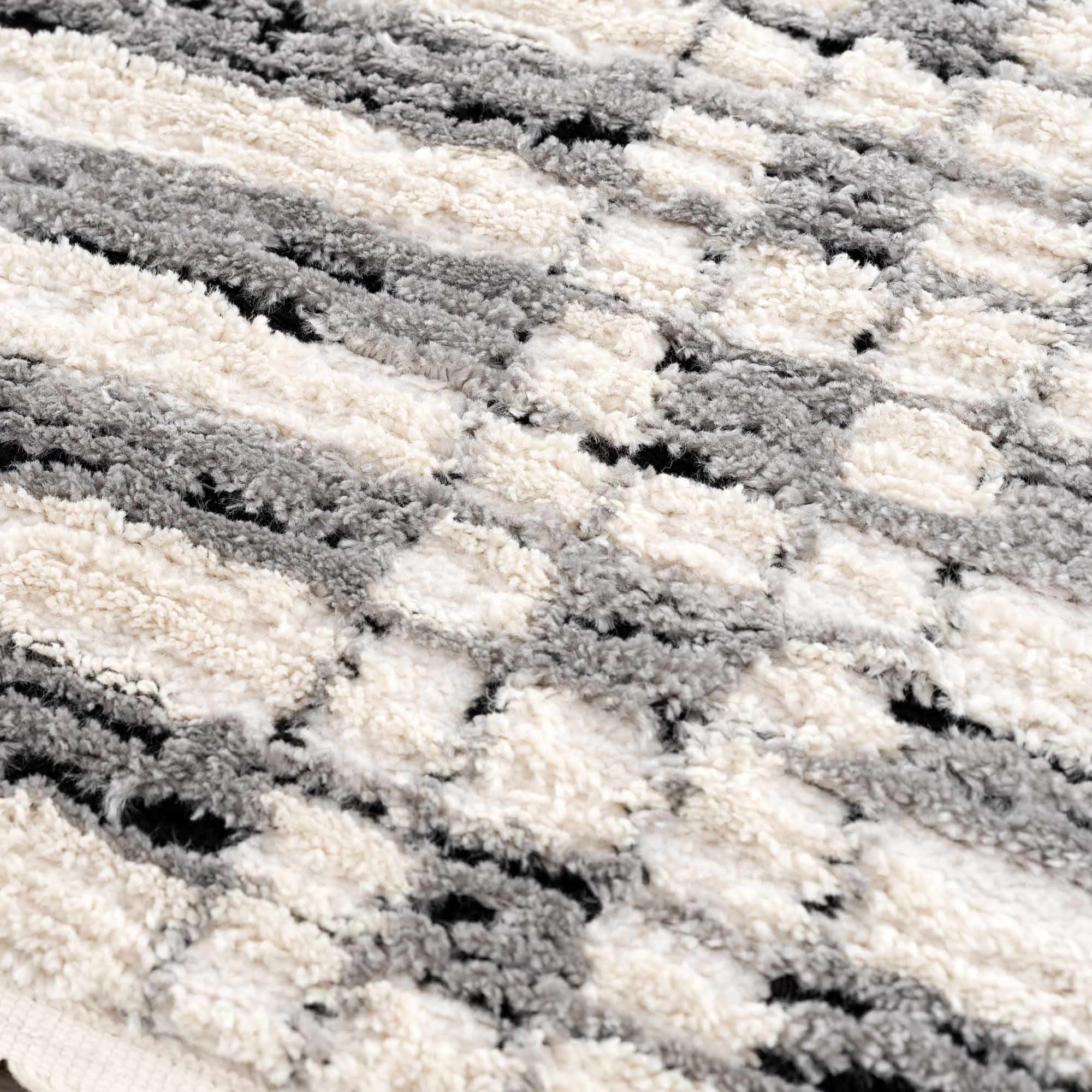 Modern Contemporary Ivory, Black and Gray High Pile Area Rug - Image 12