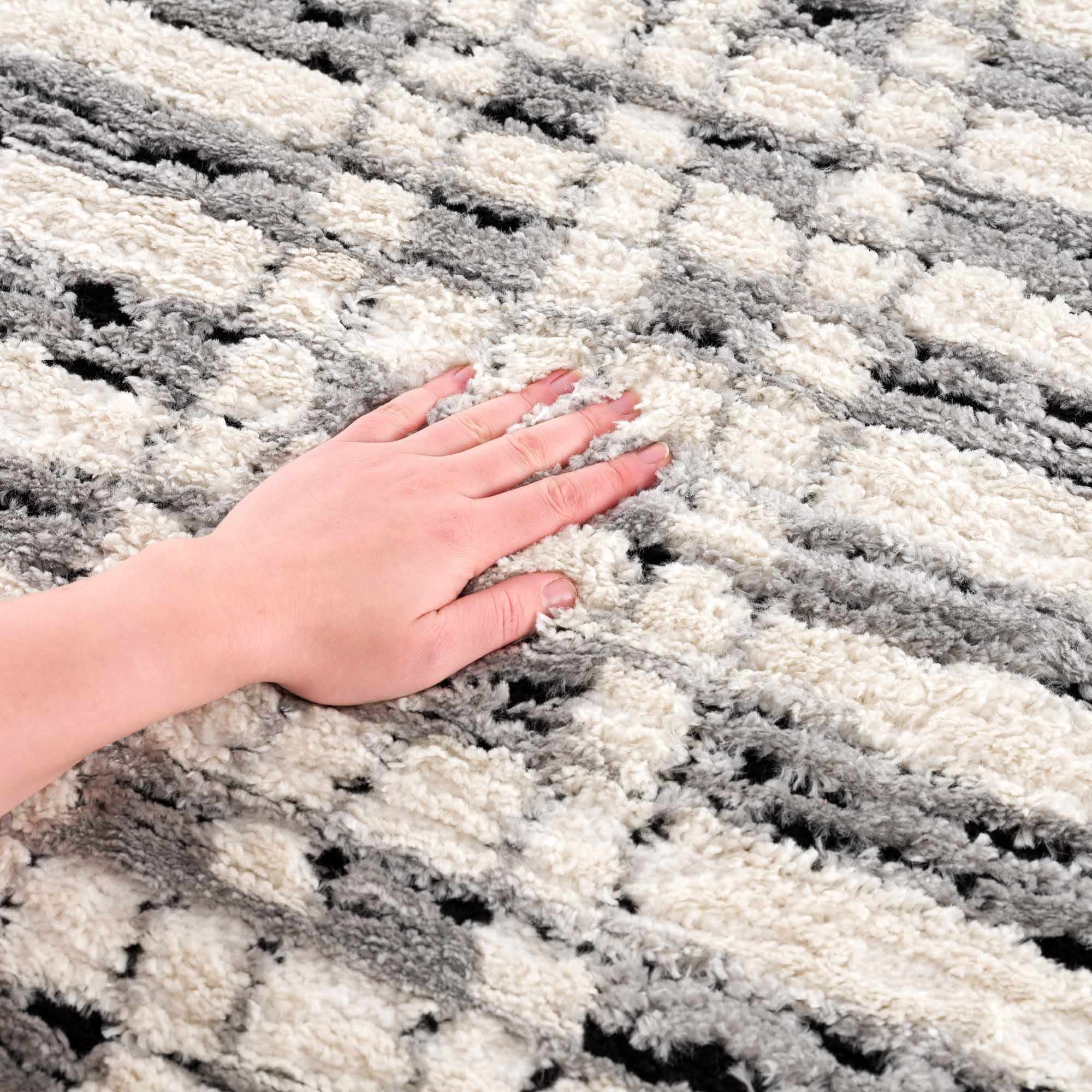 Modern Contemporary Ivory, Black and Gray High Pile Area Rug - Image 13