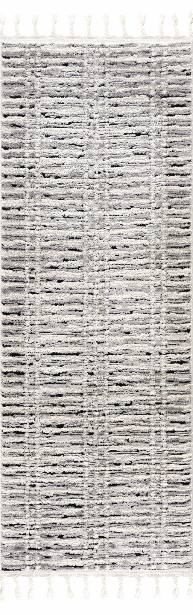Modern Contemporary Ivory, Black and Gray High Pile Area Rug - Image 4
