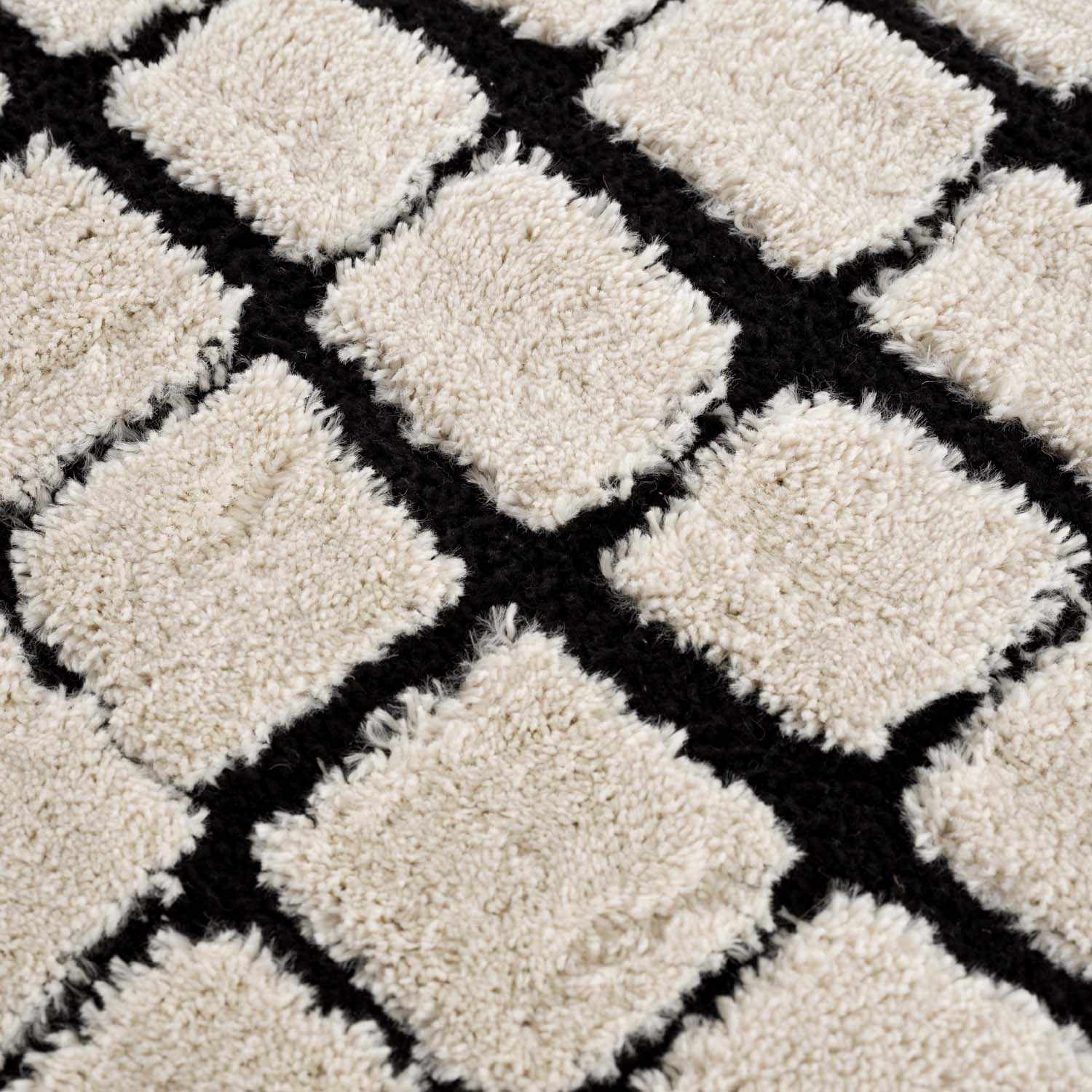 Modern Contemporary Ivory and Black Checked Texture High Pile Machine Woven Area Rug - Image 11