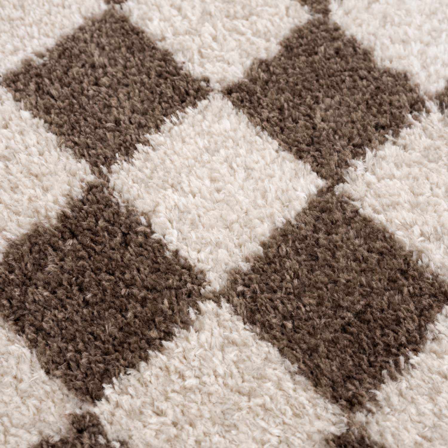 Modern Contemporary Ivory and Brown Checkered Texture Machine Woven Area Rug - Image 8