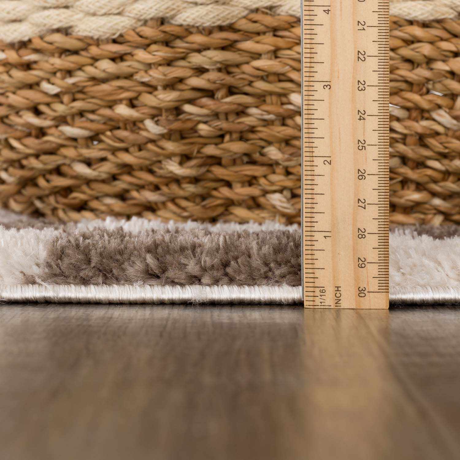 Modern Contemporary Ivory and Brown Checkered Texture Machine Woven Area Rug - Image 9