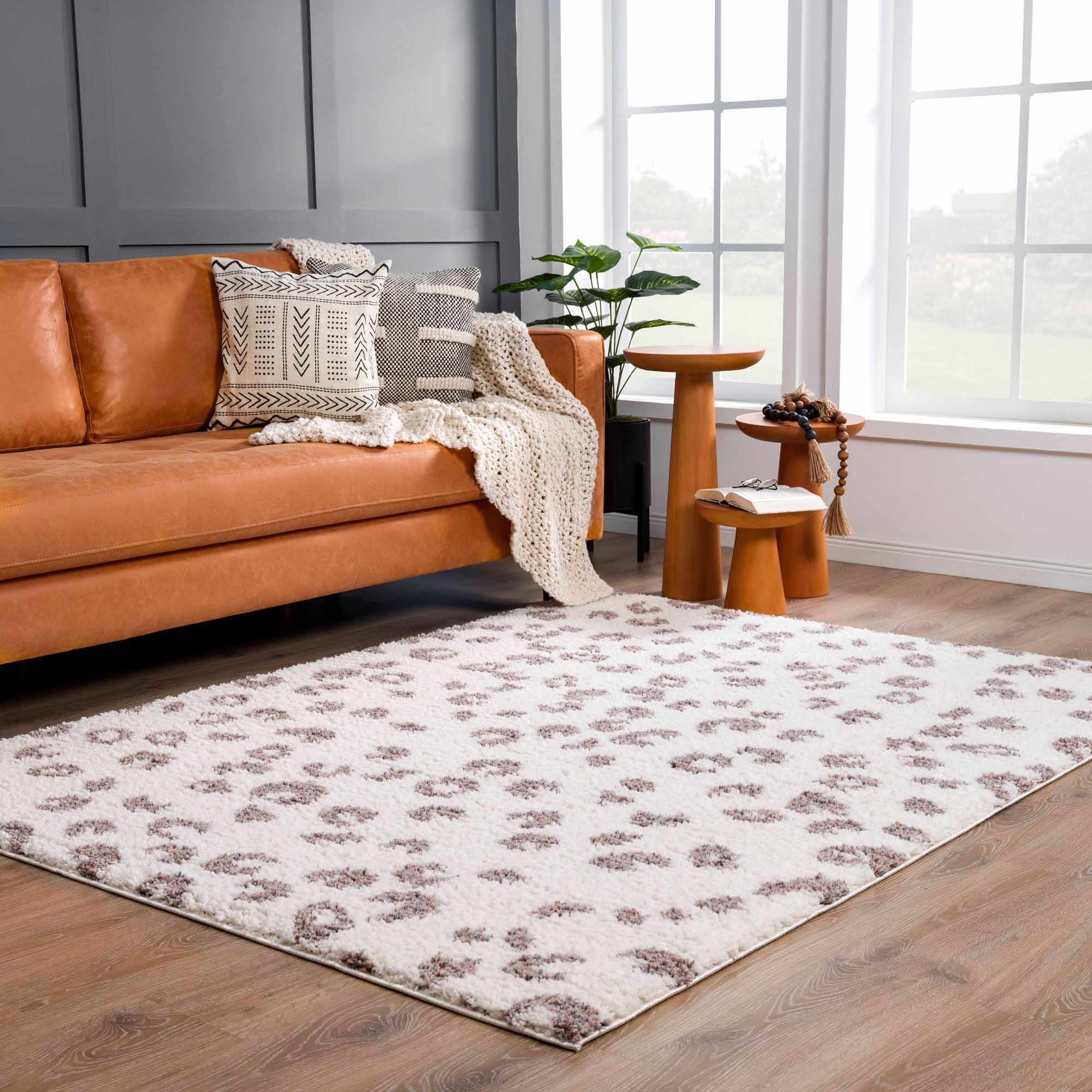 Antelope Rug Modern Contemporary Ivory and Dark Purple plush pile Area Rug - Image 14