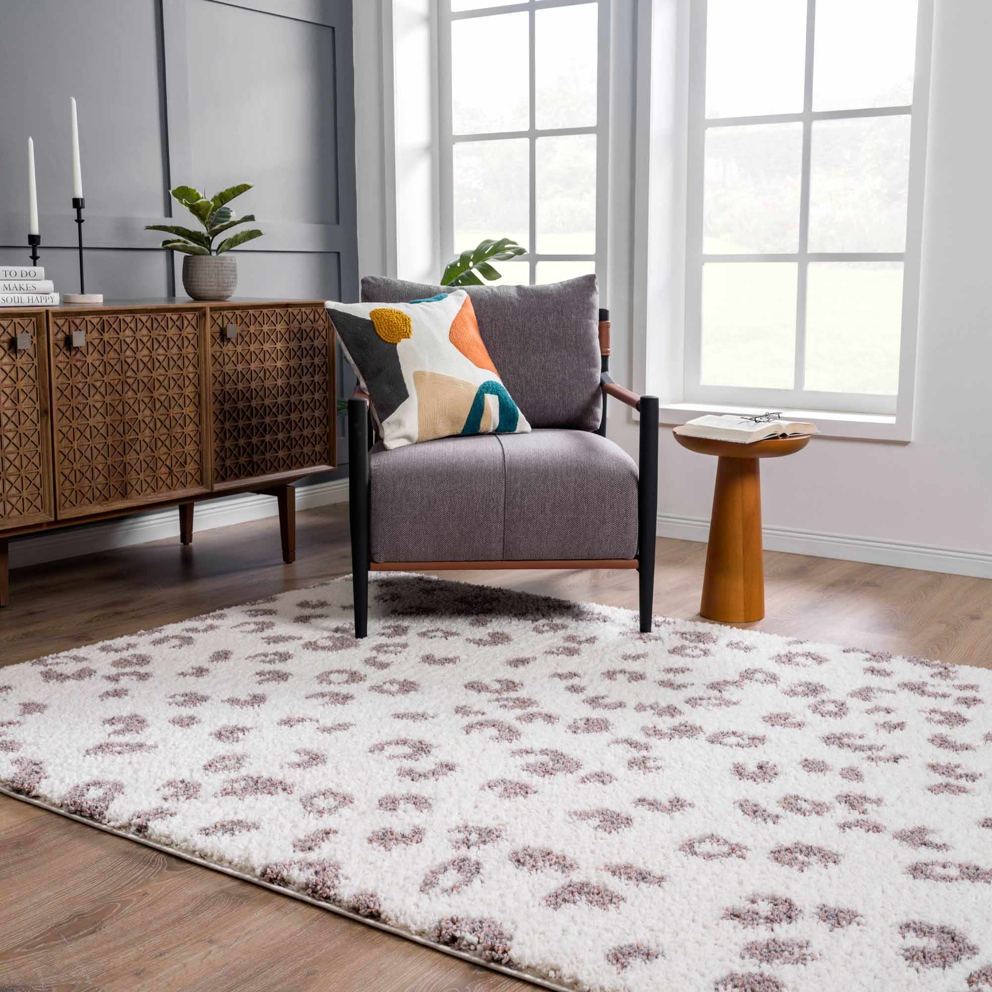 Antelope Rug Modern Contemporary Ivory and Dark Purple plush pile Area Rug - Image 15