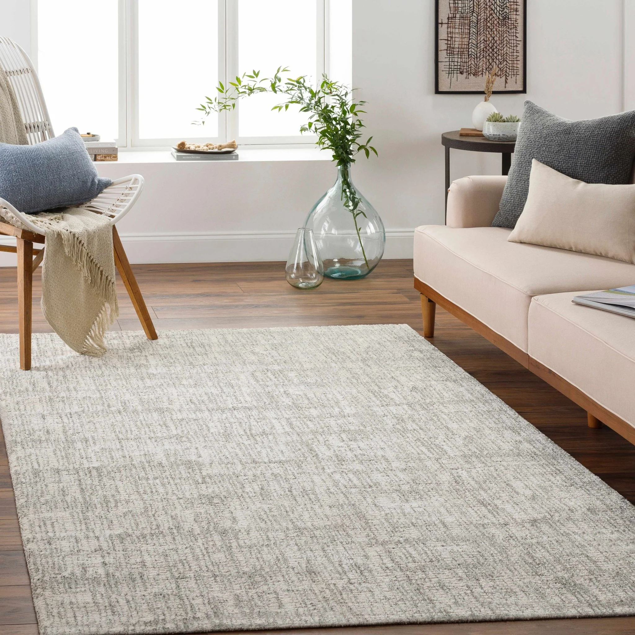 Contemporary Ivory Machine Made Rug - Image 9