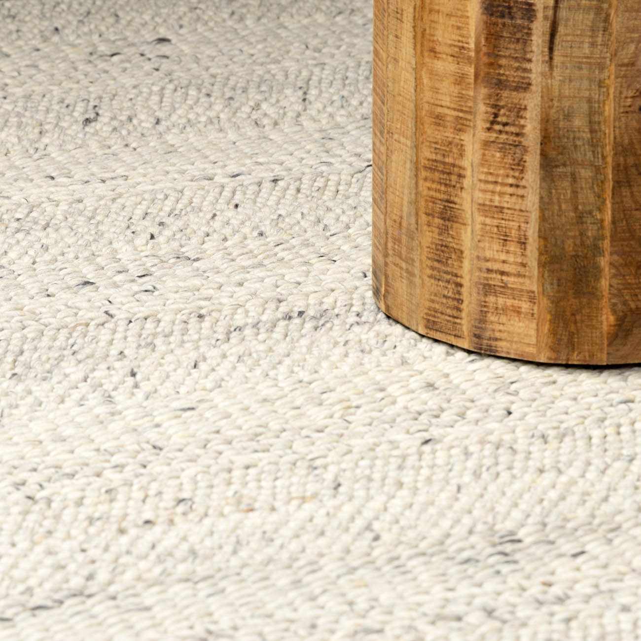 Contemporary Ivory Machine Woven Wool Rug - Image 20