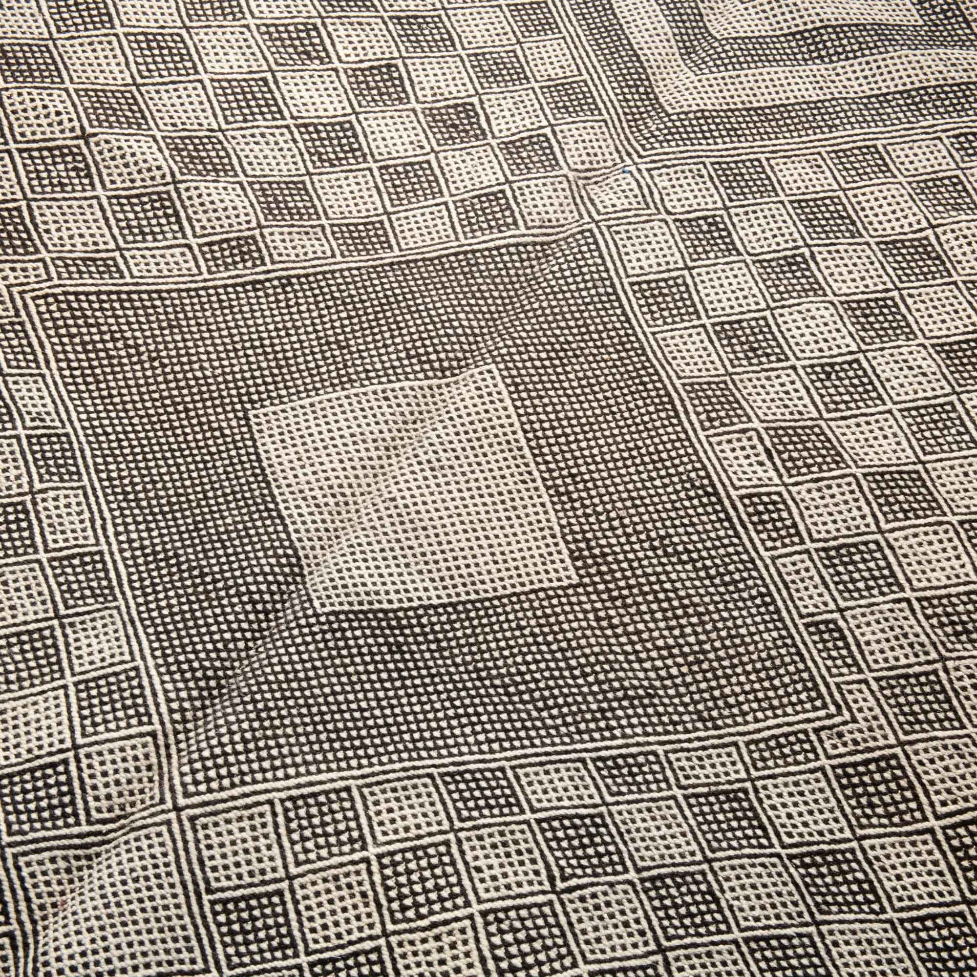 Contemporary Moroccan Black And White Hand Knotted 5x8 Wool Rug - Image 3