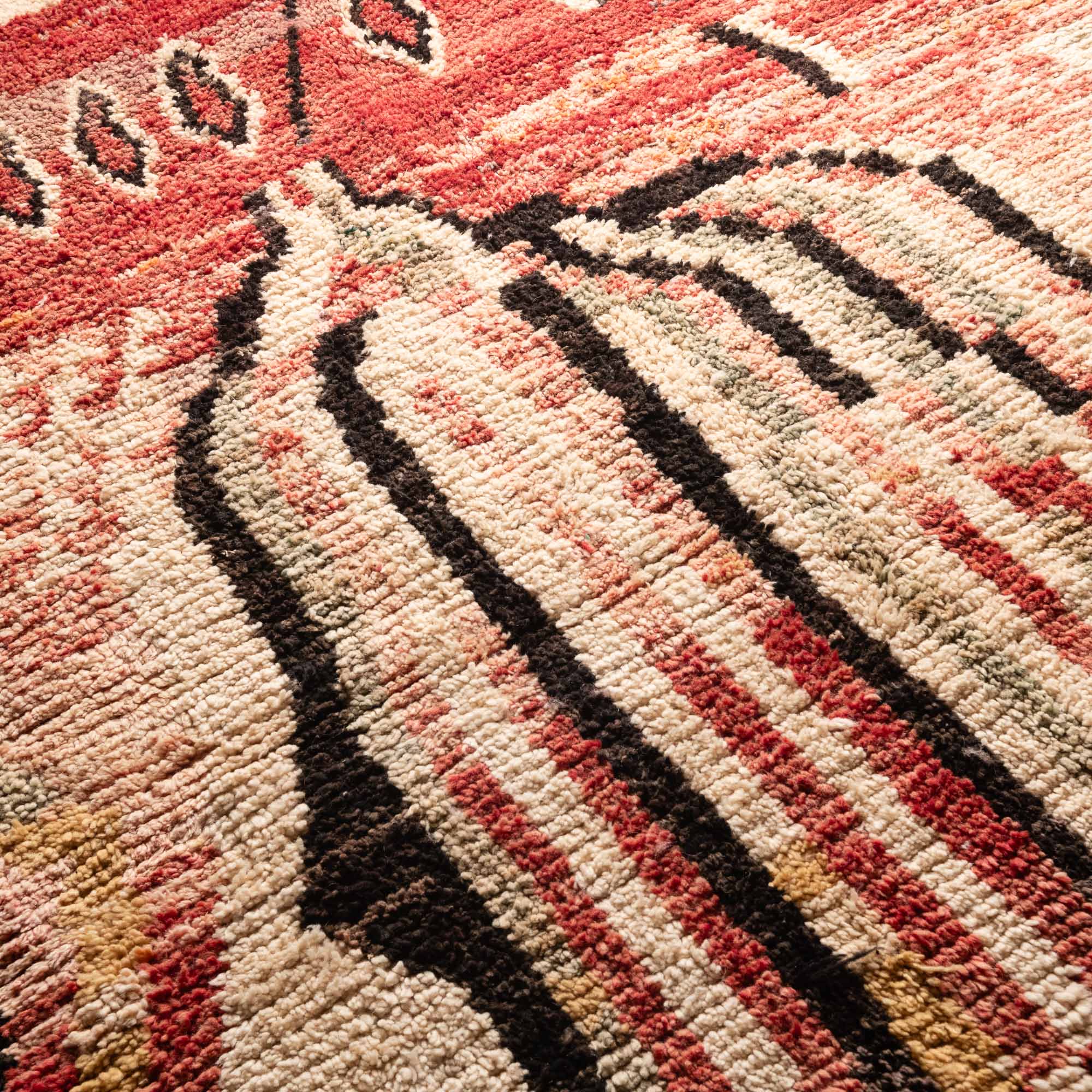 Contemporary Moroccan Red And Beige Hand Knotted 5x9 Wool Rug - Image 3