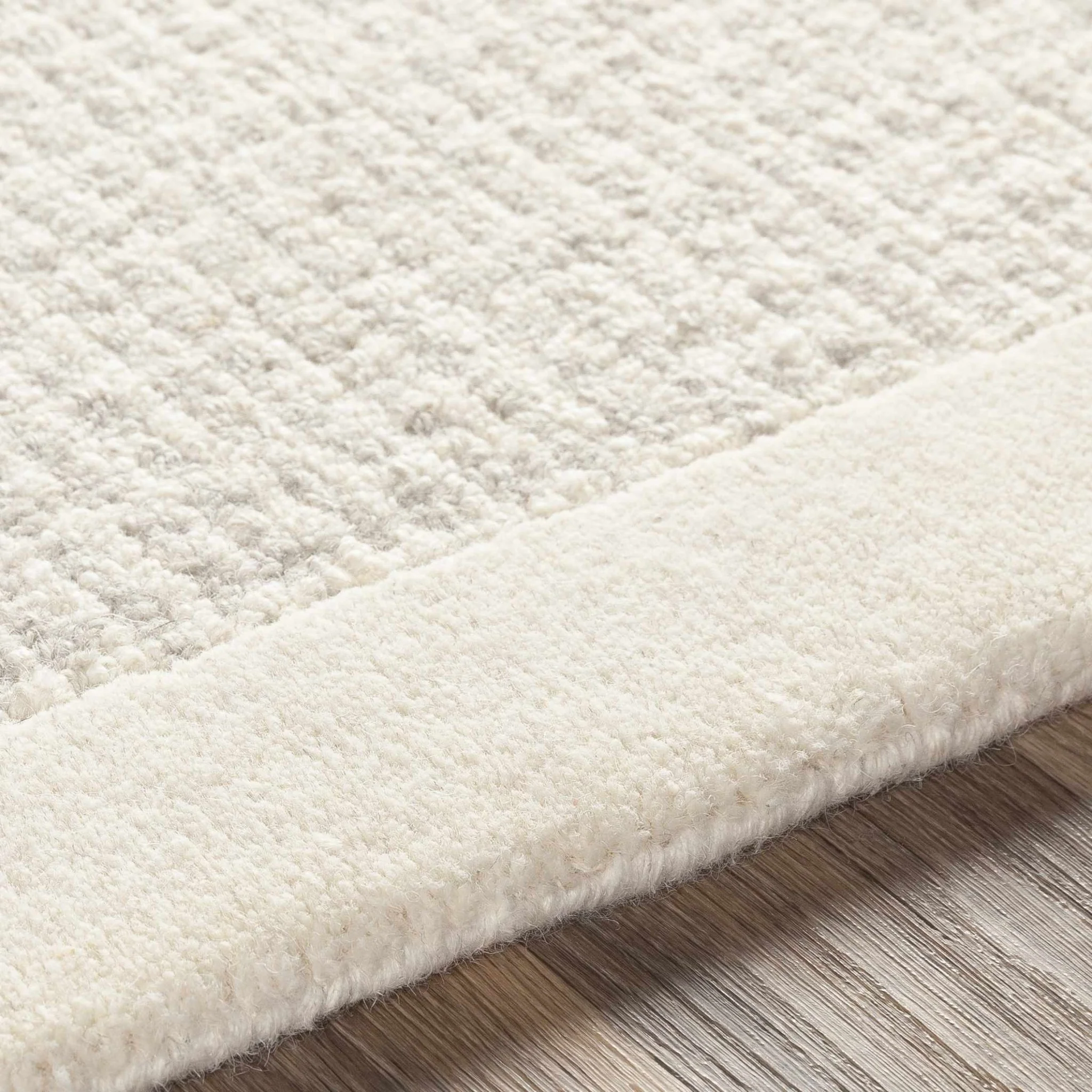 Contemporary Pattern Cream And Gray Hand Tufted Wool Rug - Image 2