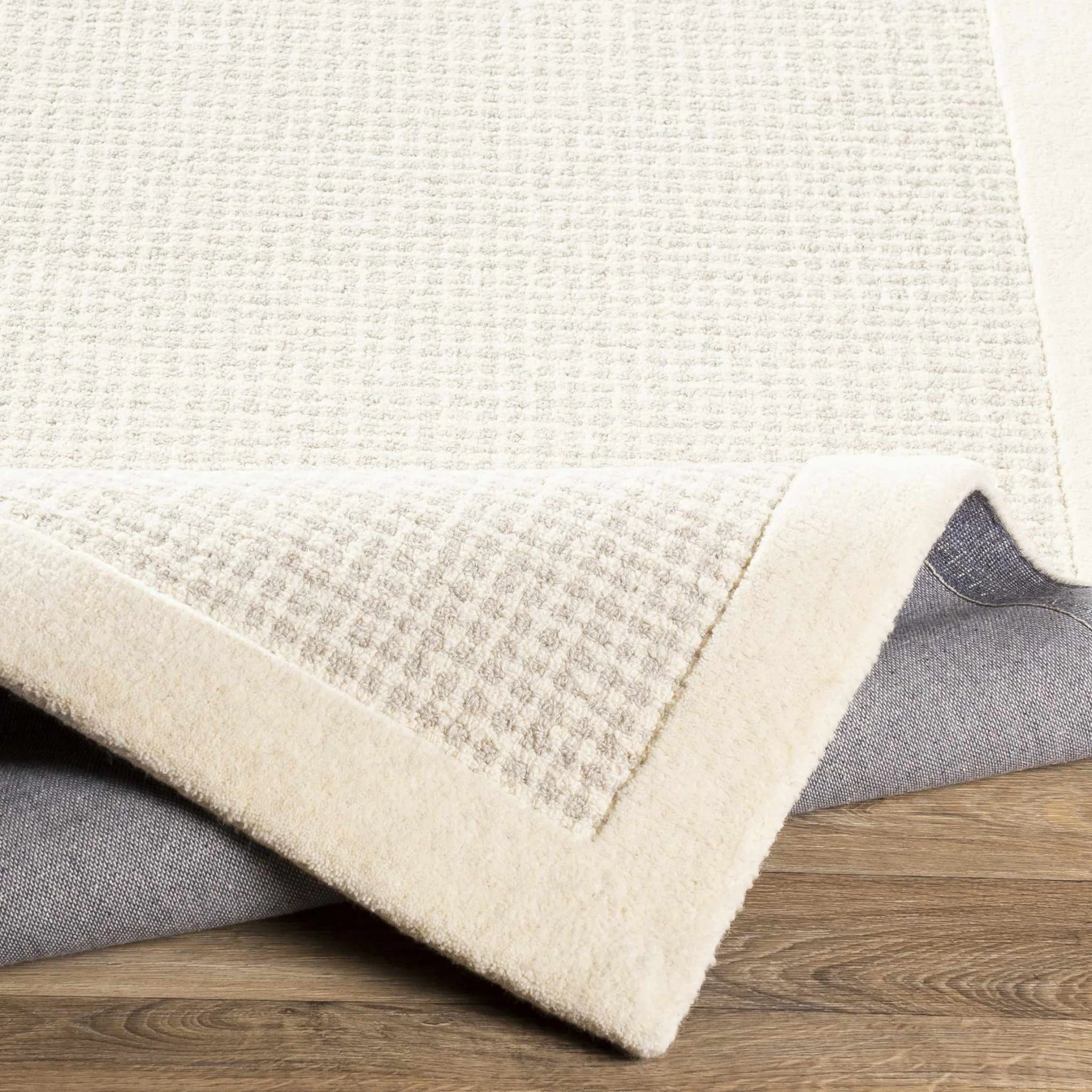 Contemporary Pattern Cream And Gray Hand Tufted Wool Rug - Image 5
