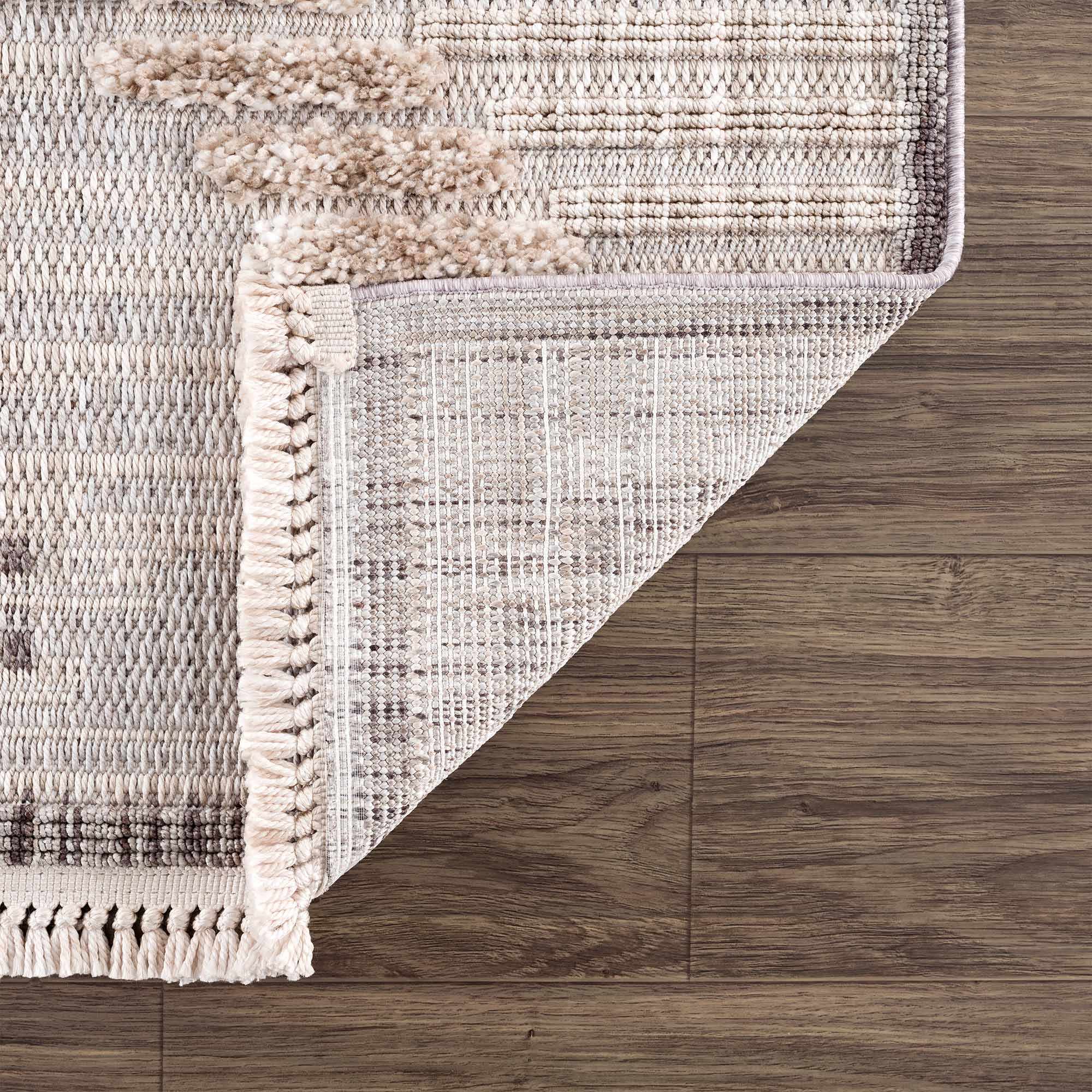 Contemporary Peach, Camel and Dark Purple Tribal Design Area Rug - Image 19