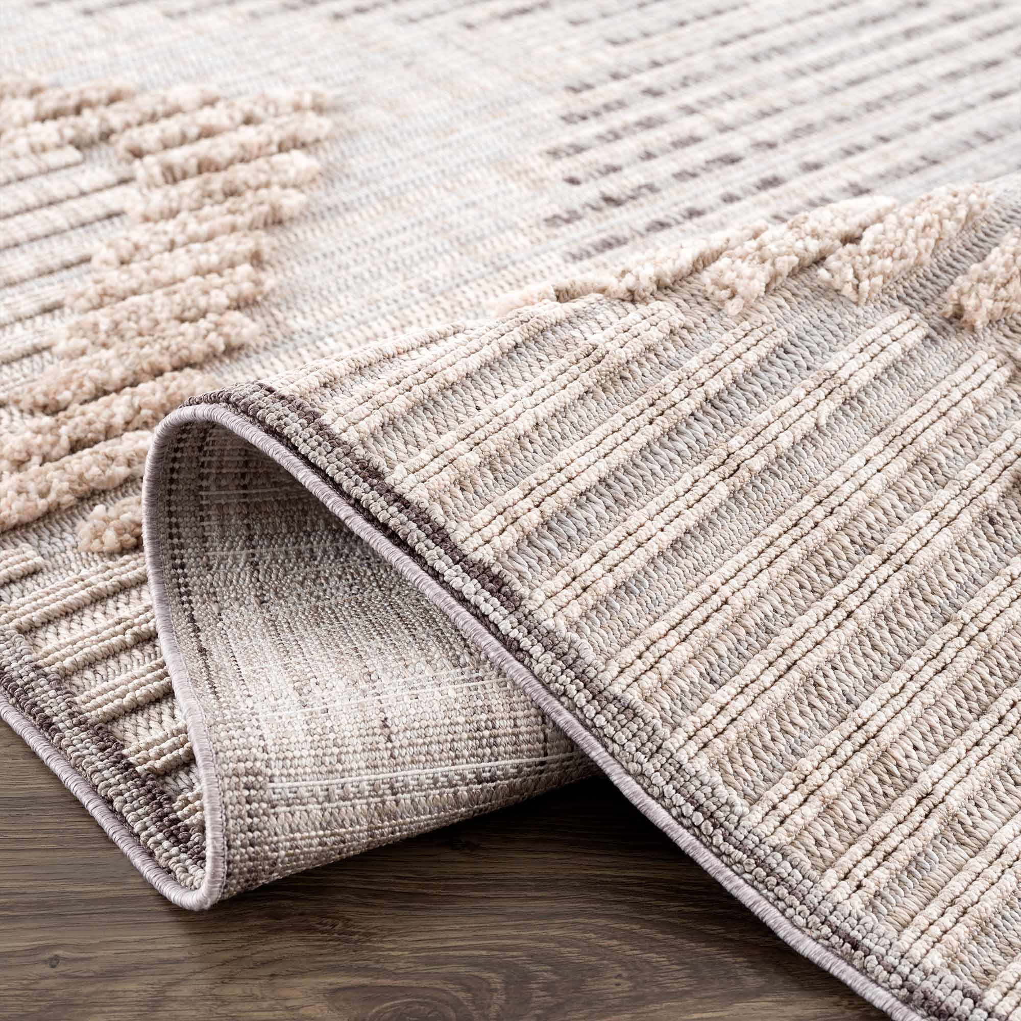 Contemporary Peach, Camel and Dark Purple Tribal Design Area Rug - Image 23