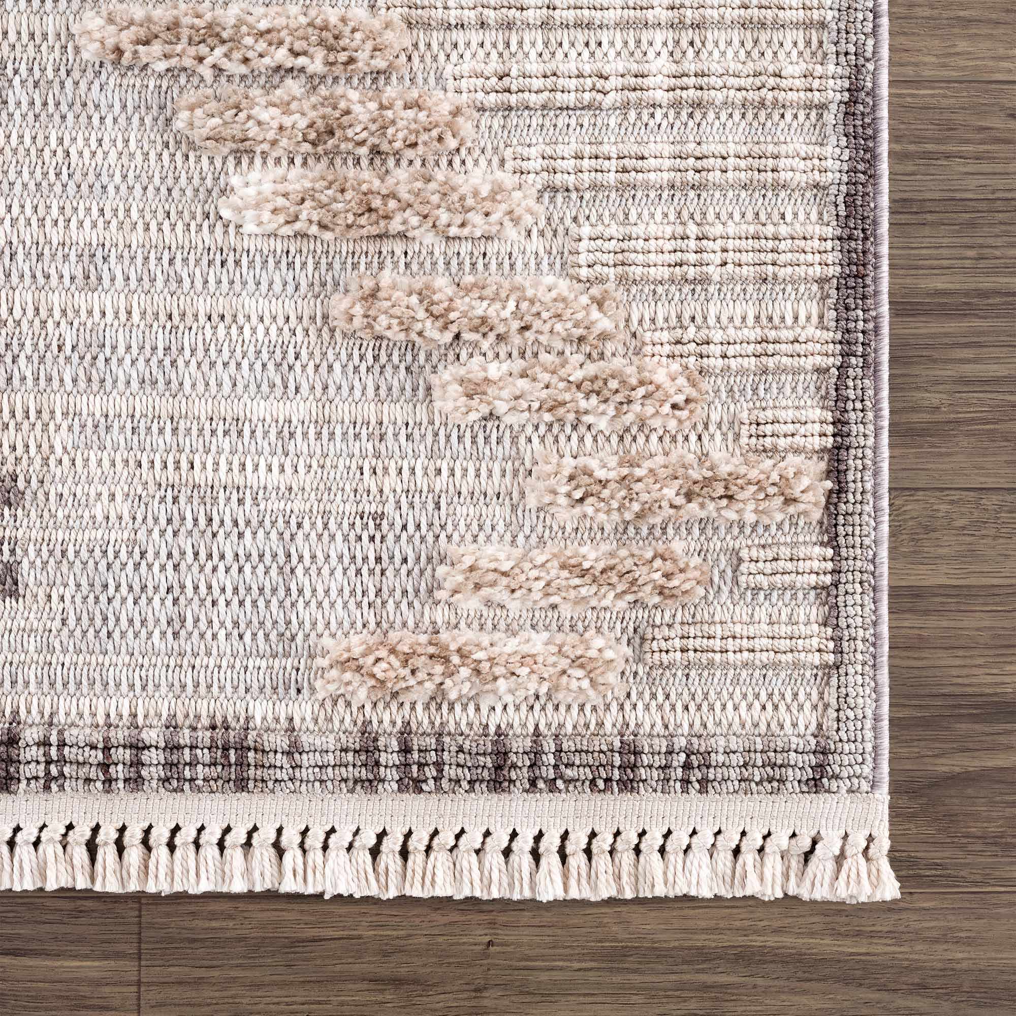 Contemporary Peach, Camel and Dark Purple Tribal Design Area Rug - Image 24