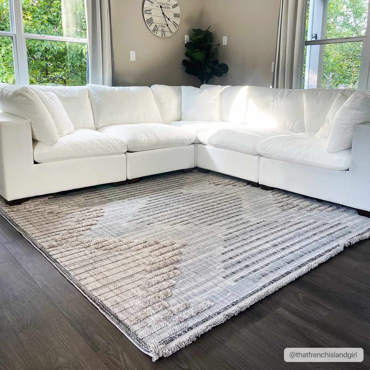 Contemporary Peach, Camel and Dark Purple Tribal Design Area Rug - Image 7