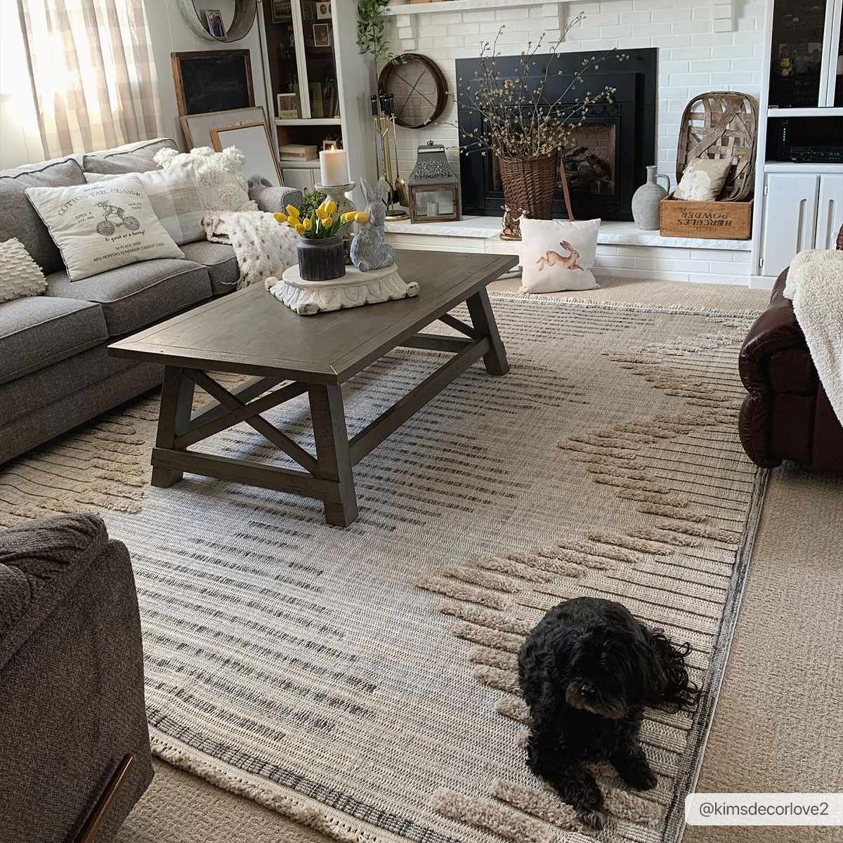 Contemporary Peach, Camel and Dark Purple Tribal Design Area Rug - Image 8