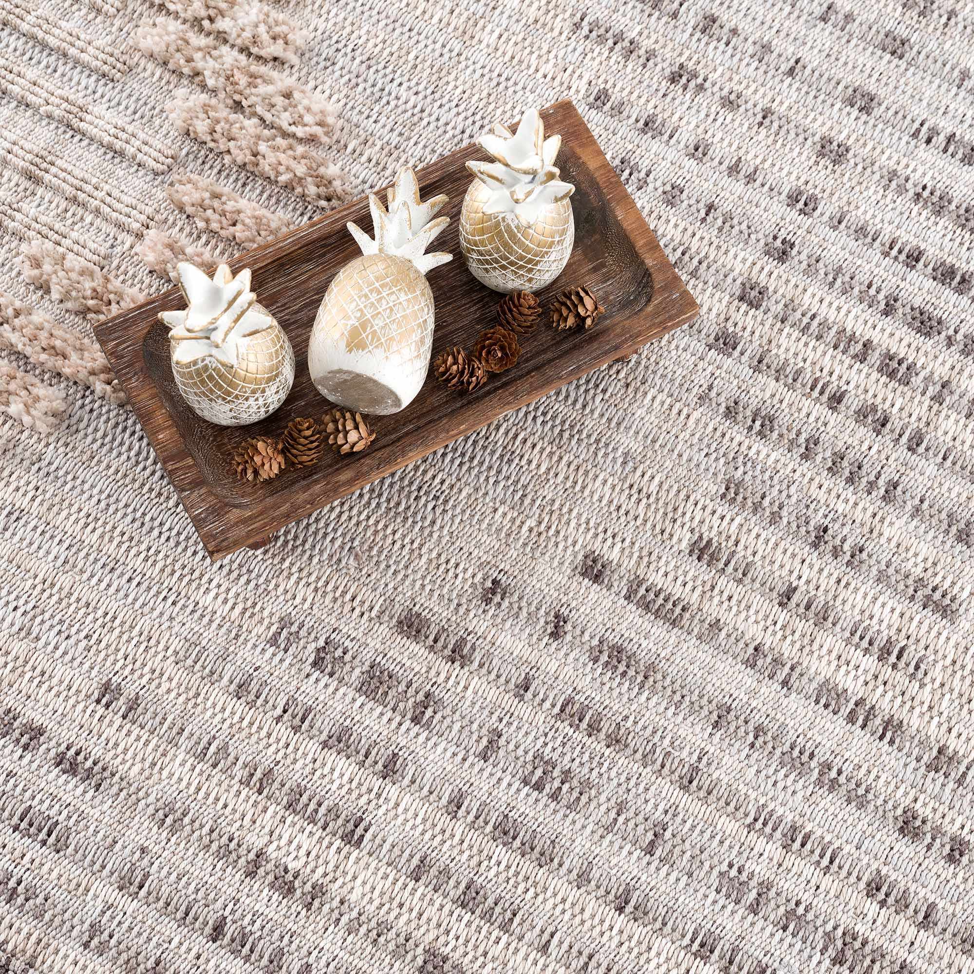 Contemporary Peach, Camel and Dark Purple Tribal Design Area Rug - Image 9