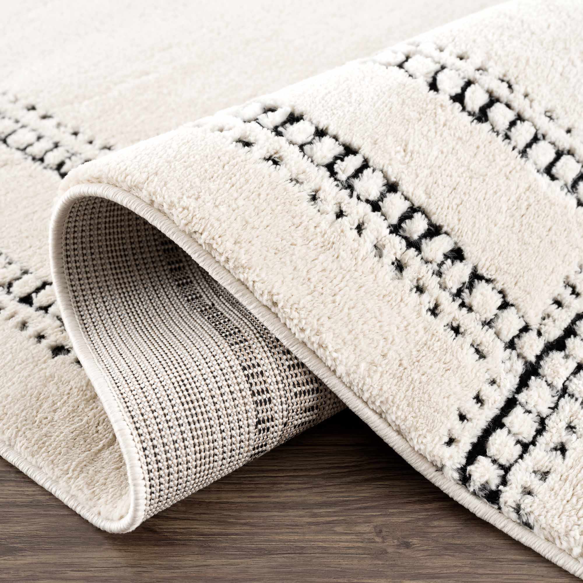 Modern Contemporary Solid Beige and Black High pile Multi Size  Area Rug - Image 10