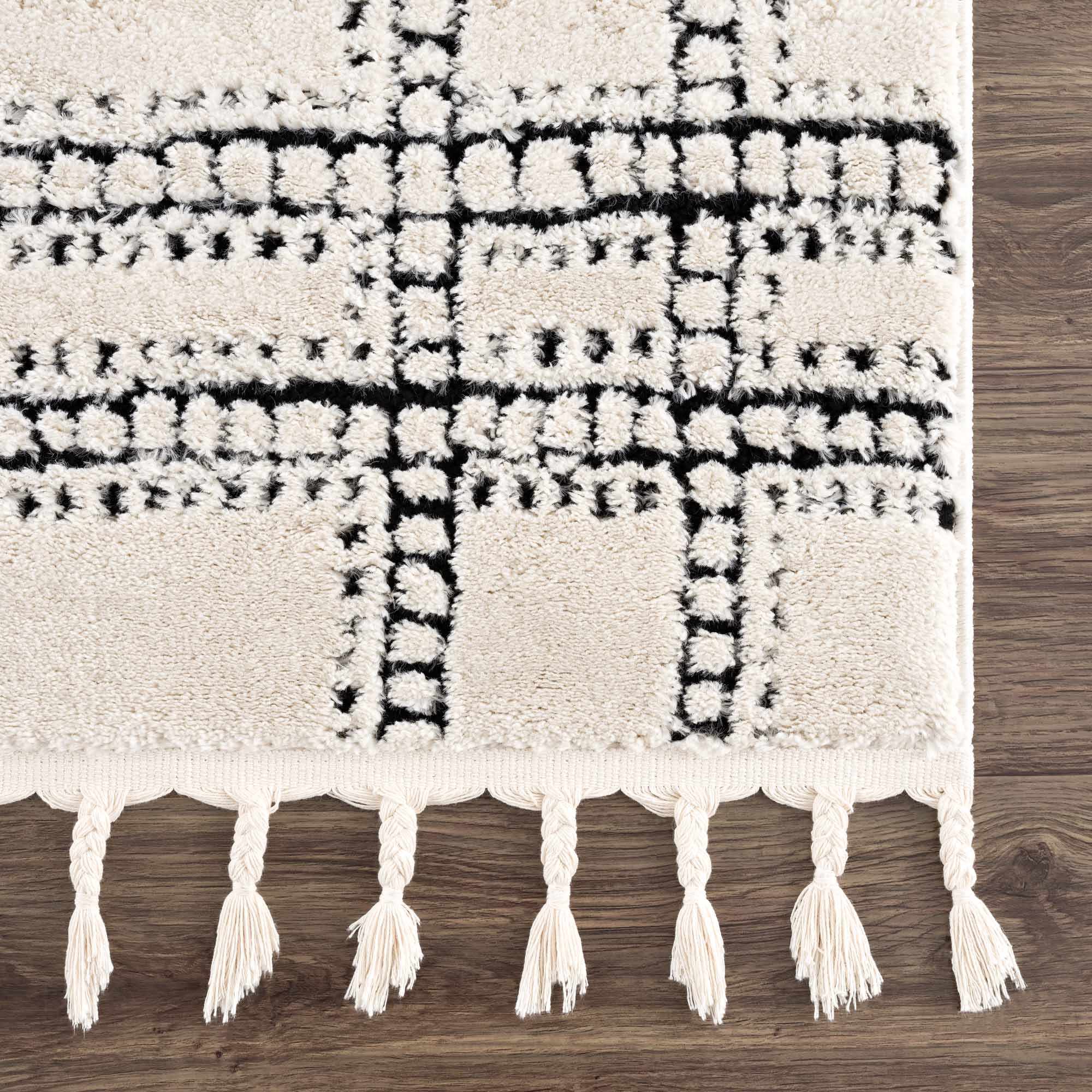 Modern Contemporary Solid Beige and Black High pile Multi Size  Area Rug - Image 11