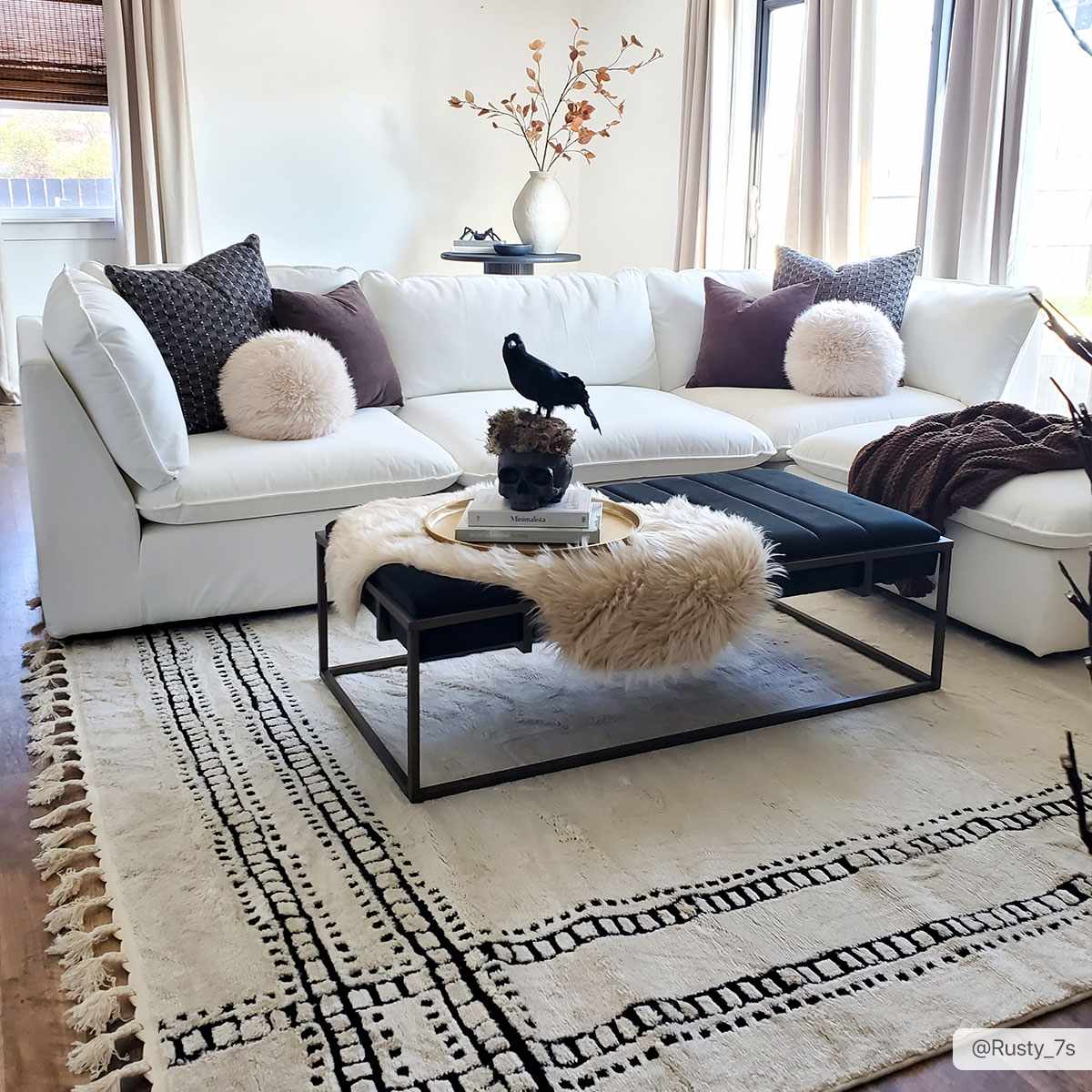 Modern Contemporary Solid Beige and Black High pile Multi Size  Area Rug - Image 2