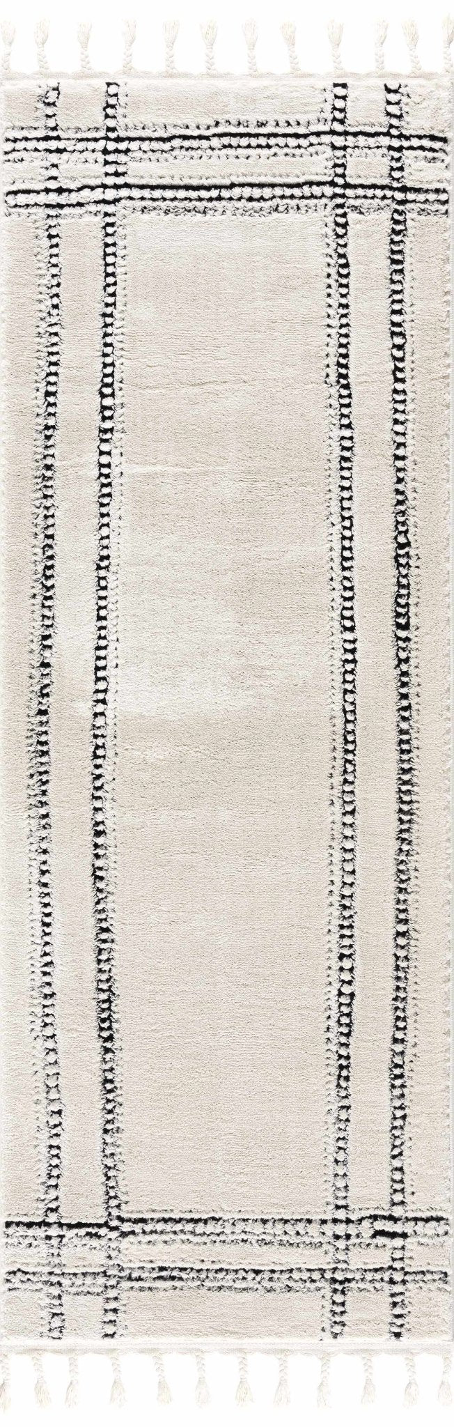 Modern Contemporary Solid Beige and Black High pile Multi Size  Area Rug - Image 5