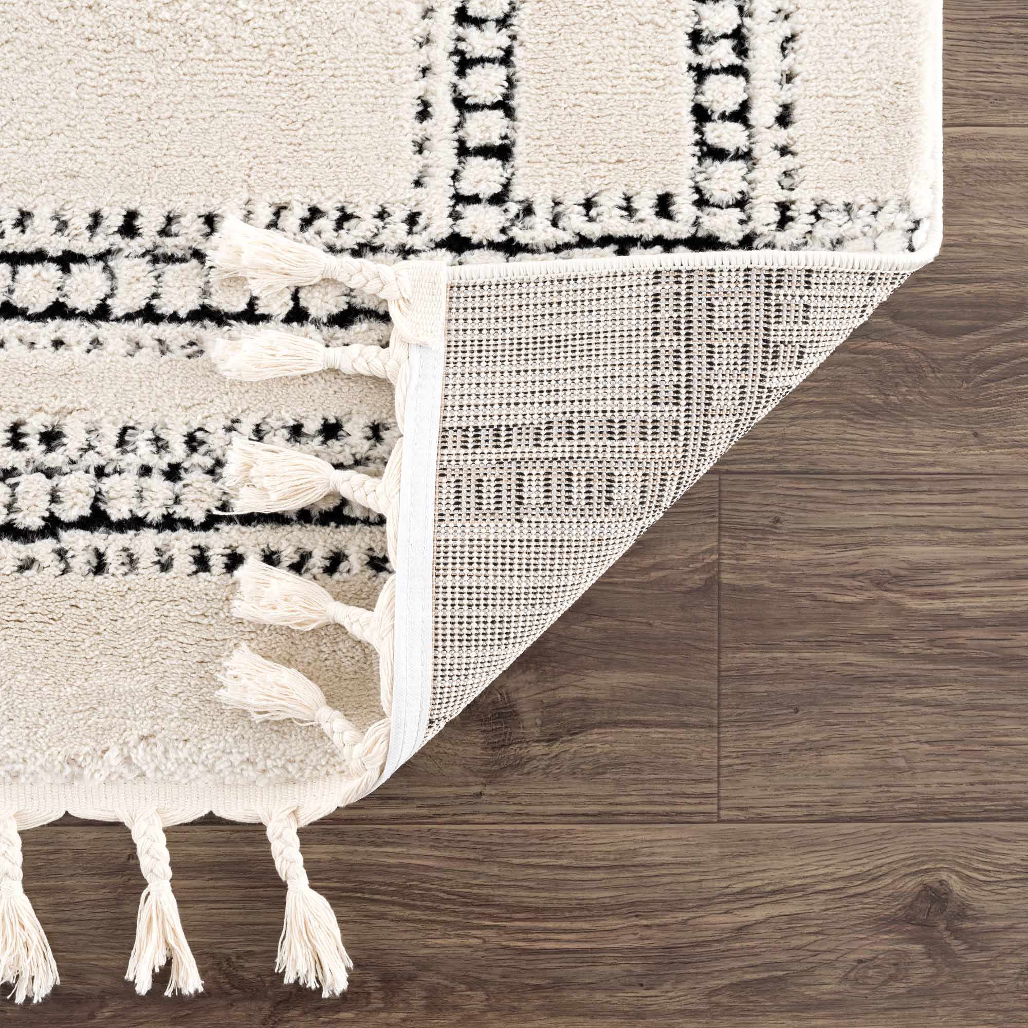 Modern Contemporary Solid Beige and Black High pile Multi Size  Area Rug - Image 6