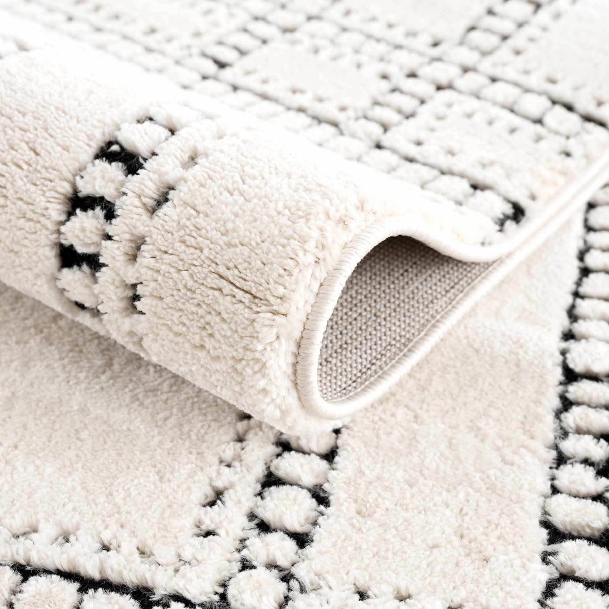 Modern Contemporary Solid Beige and Black High pile Multi Size  Area Rug - Image 7