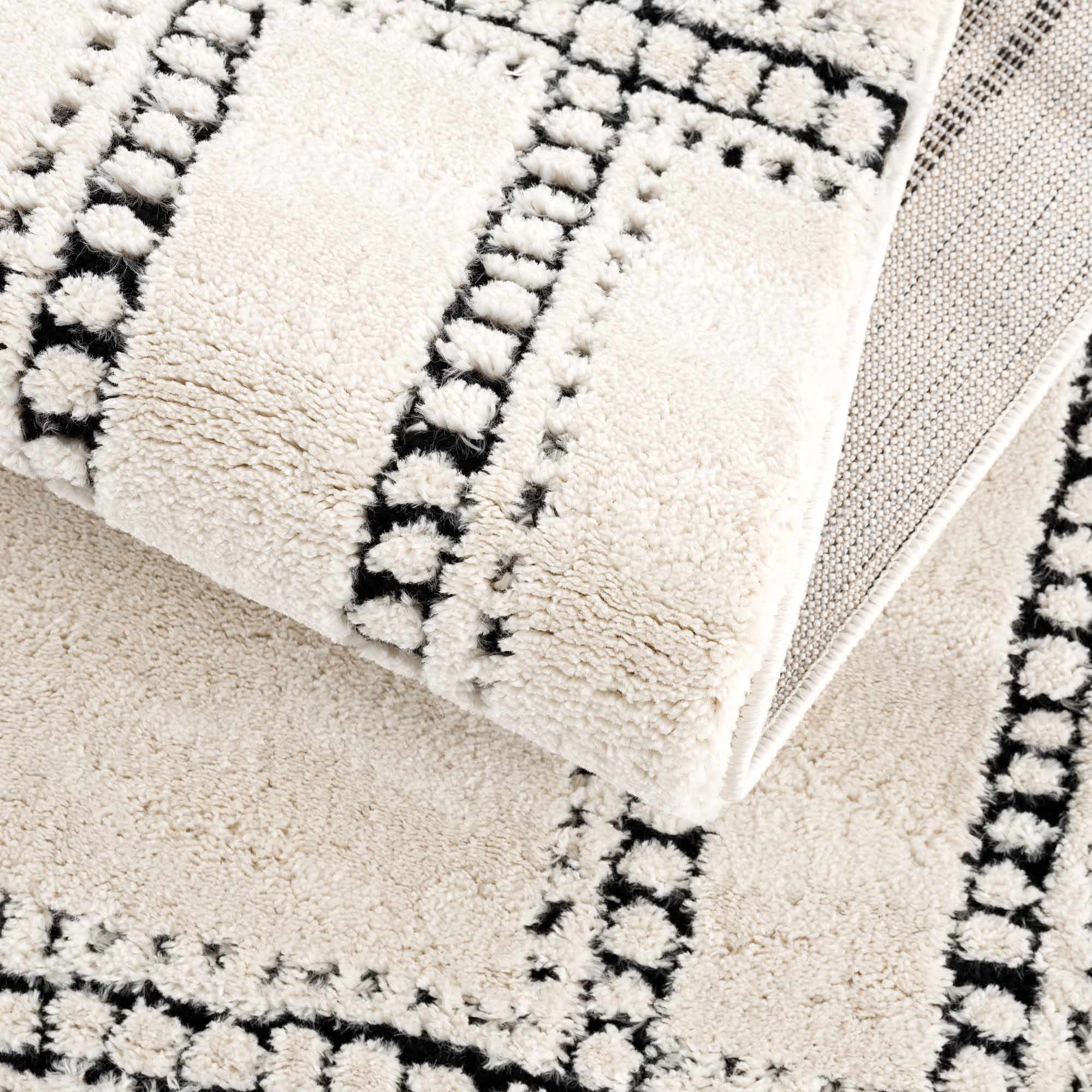 Modern Contemporary Solid Beige and Black High pile Multi Size  Area Rug - Image 9