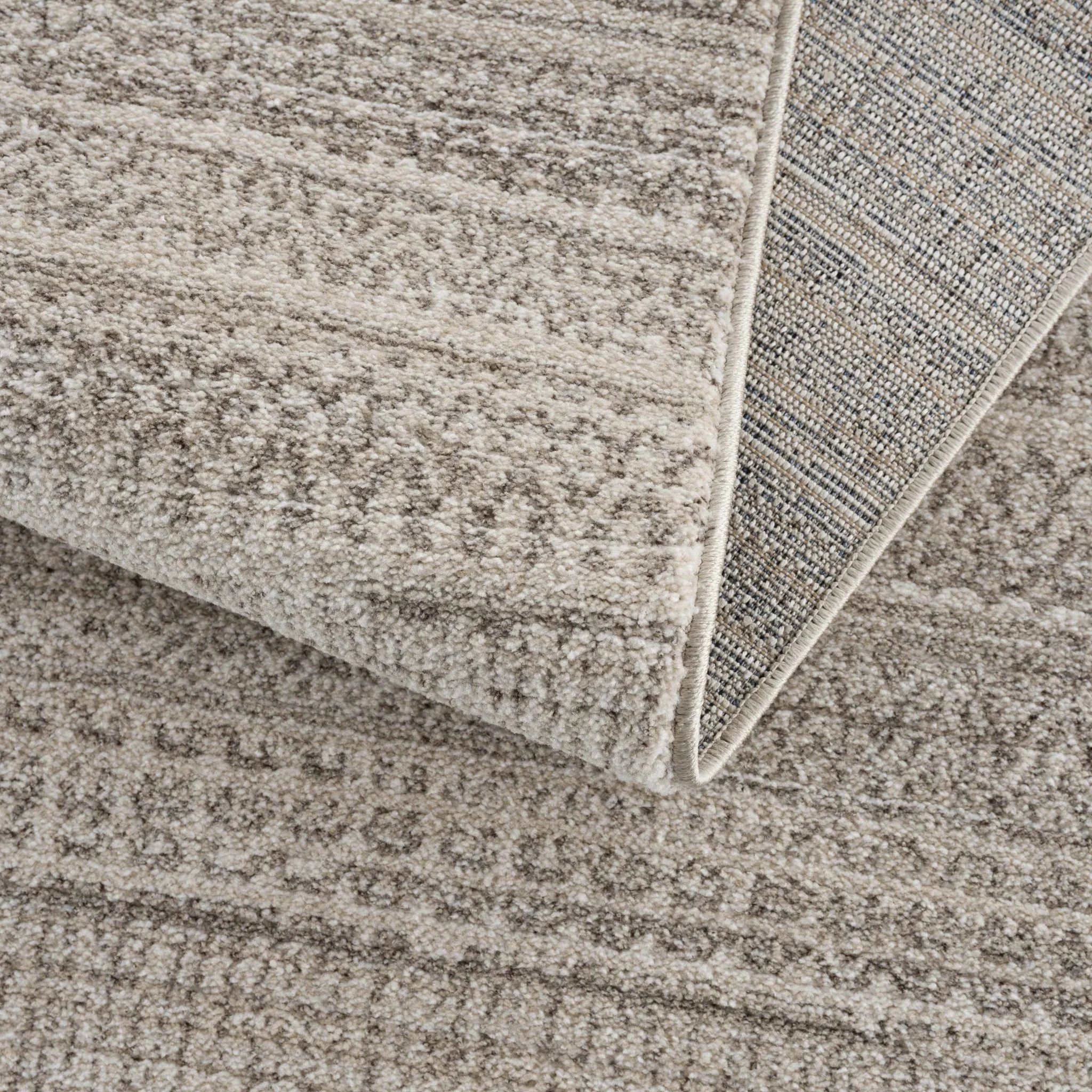 Contemporary solid Beige and Gray High Pile Area Rug - Image 5