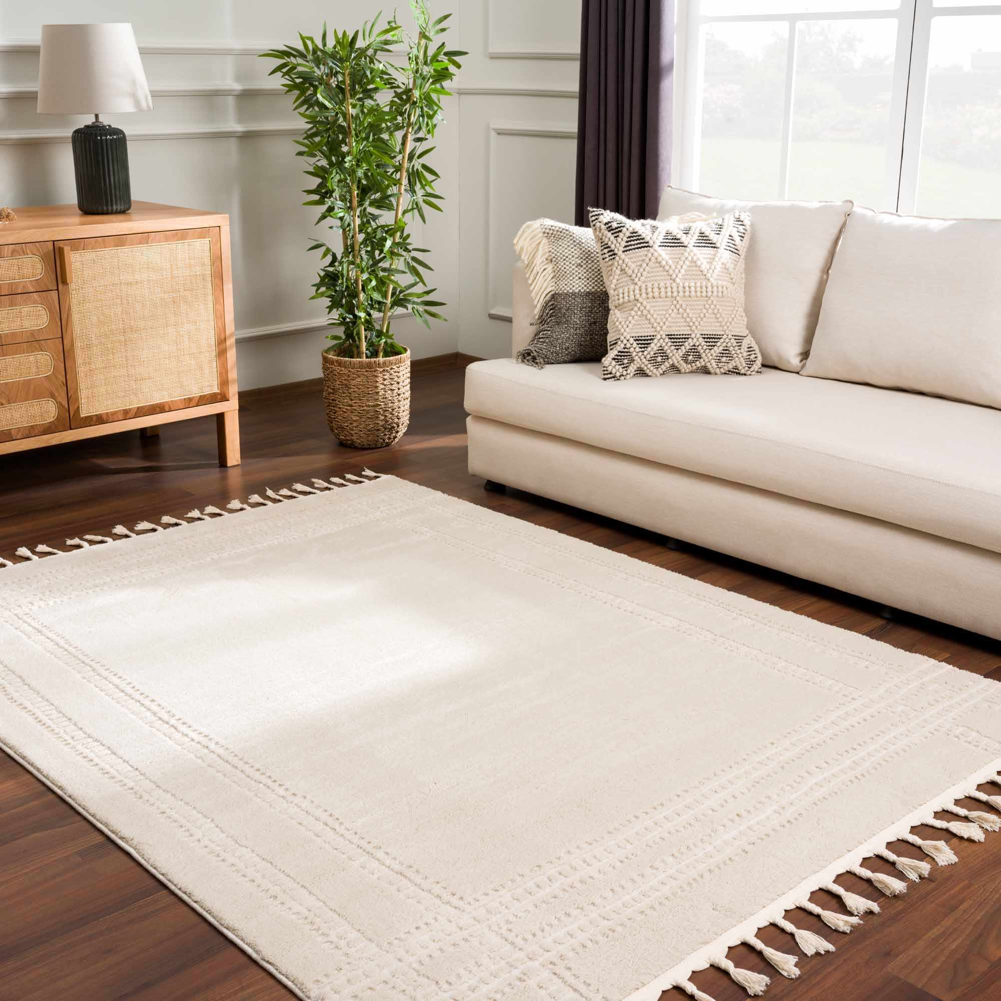 Modern Contemporary Solid Beige and Ivory High pile multi size Area Rug - Image 15