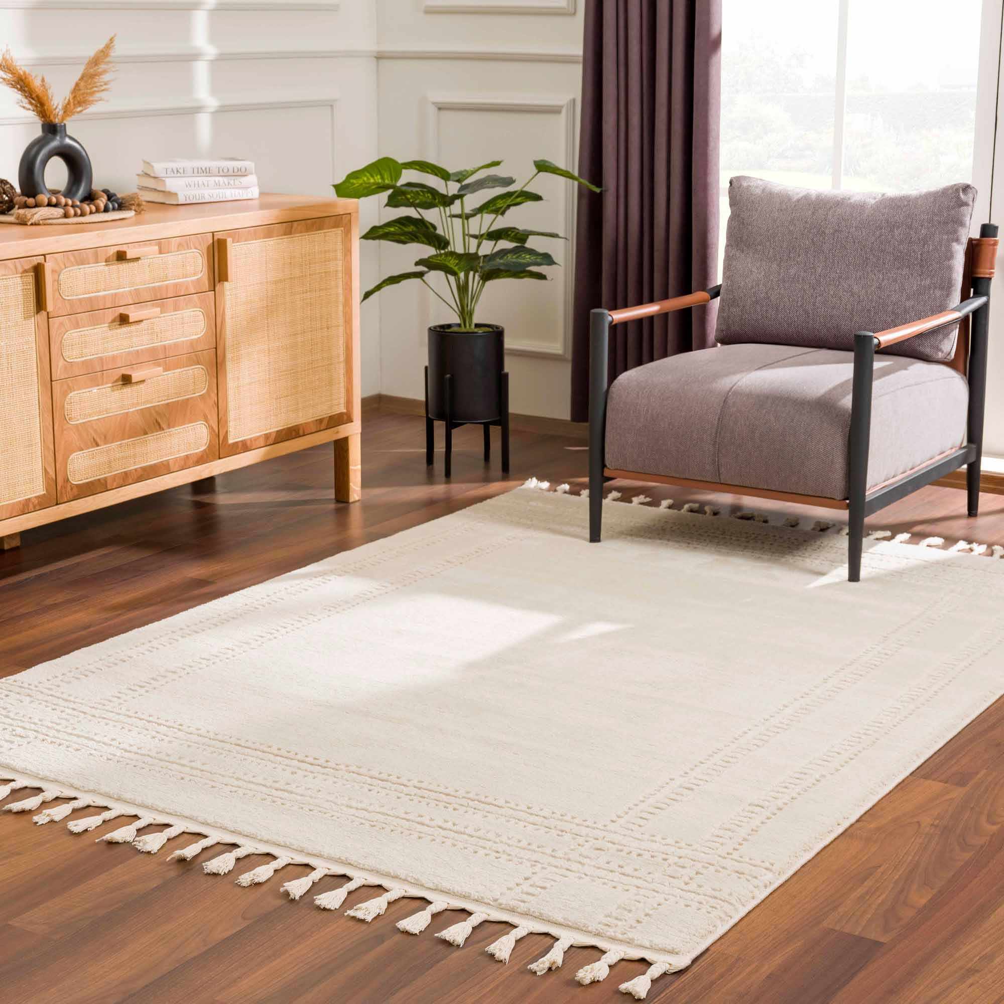 Modern Contemporary Solid Beige and Ivory High pile multi size Area Rug - Image 16