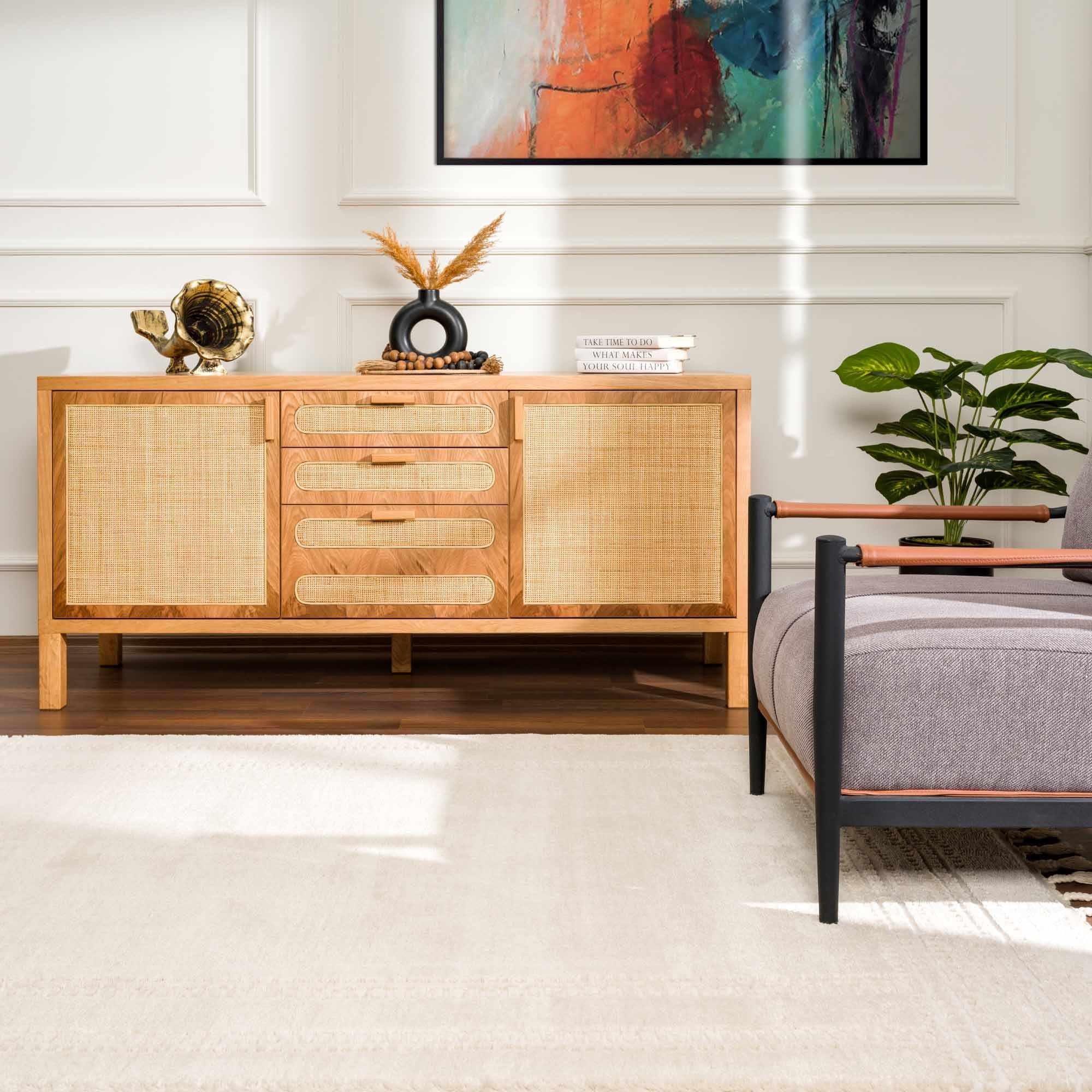 Modern Contemporary Solid Beige and Ivory High pile multi size Area Rug - Image 17