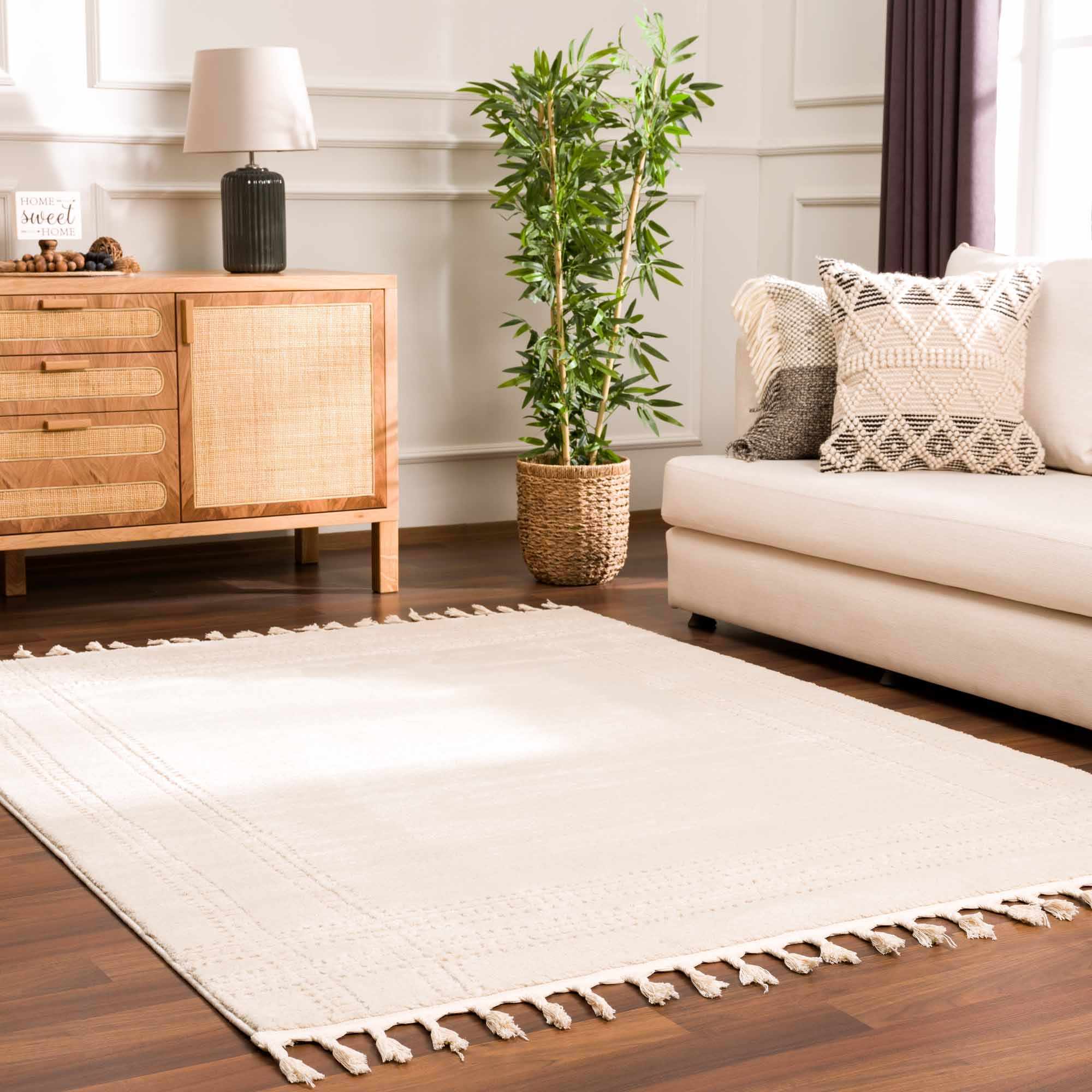 Modern Contemporary Solid Beige and Ivory High pile multi size Area Rug - Image 2