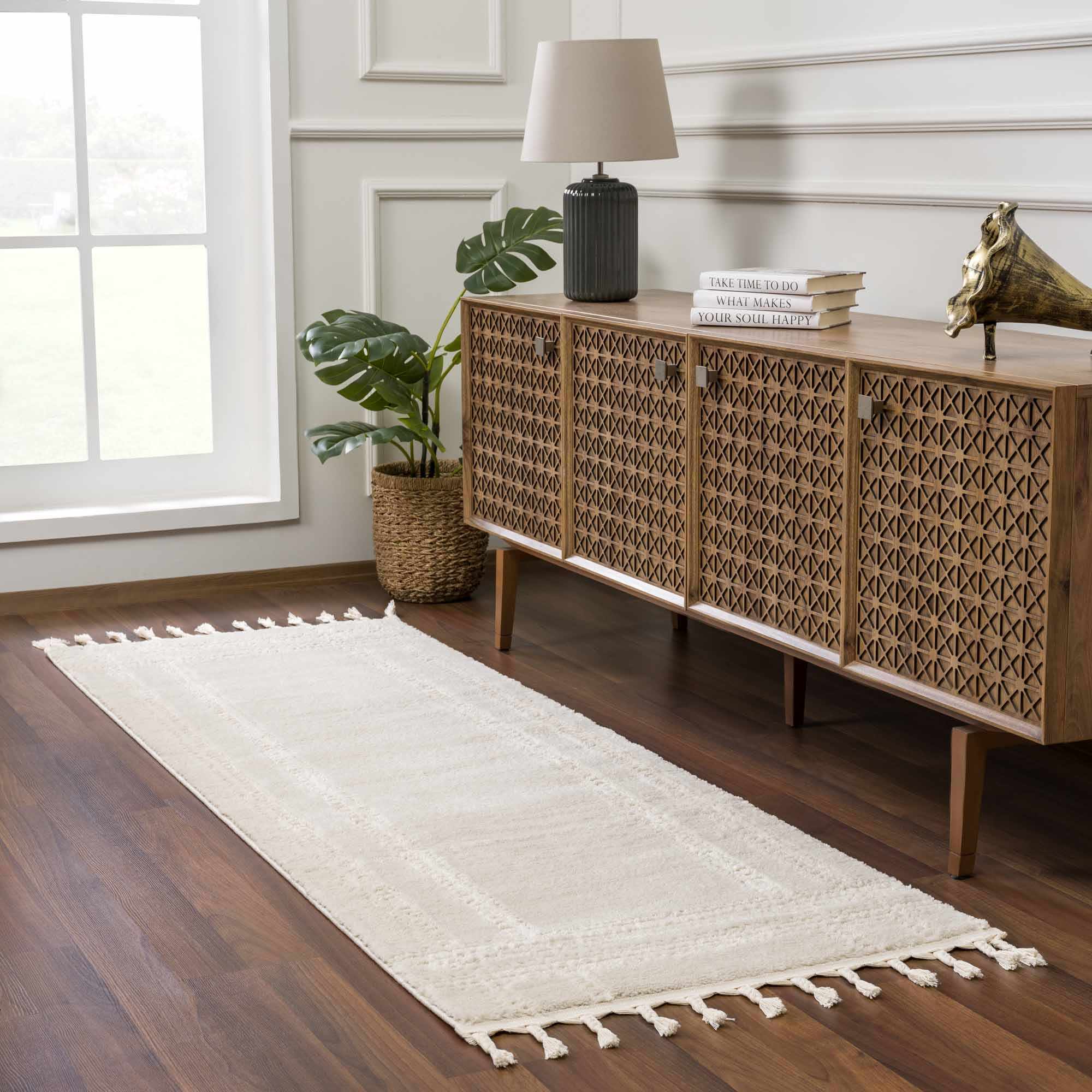 Modern Contemporary Solid Beige and Ivory High pile multi size Area Rug - Image 3