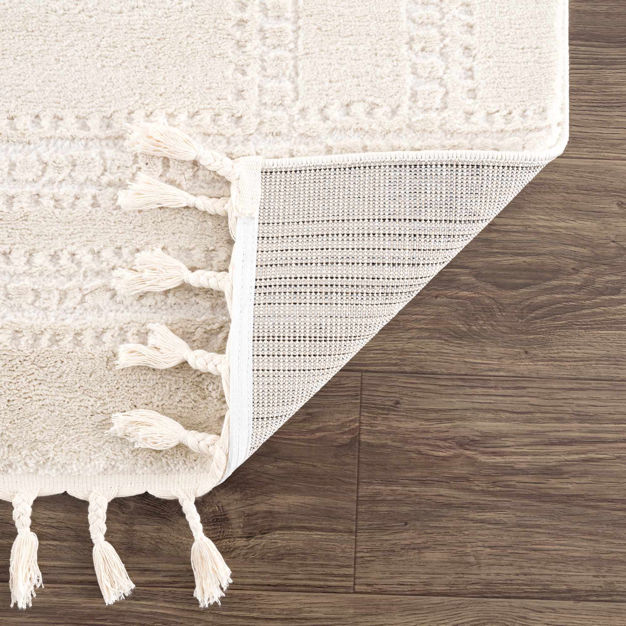 Modern Contemporary Solid Beige and Ivory High pile multi size Area Rug - Image 5