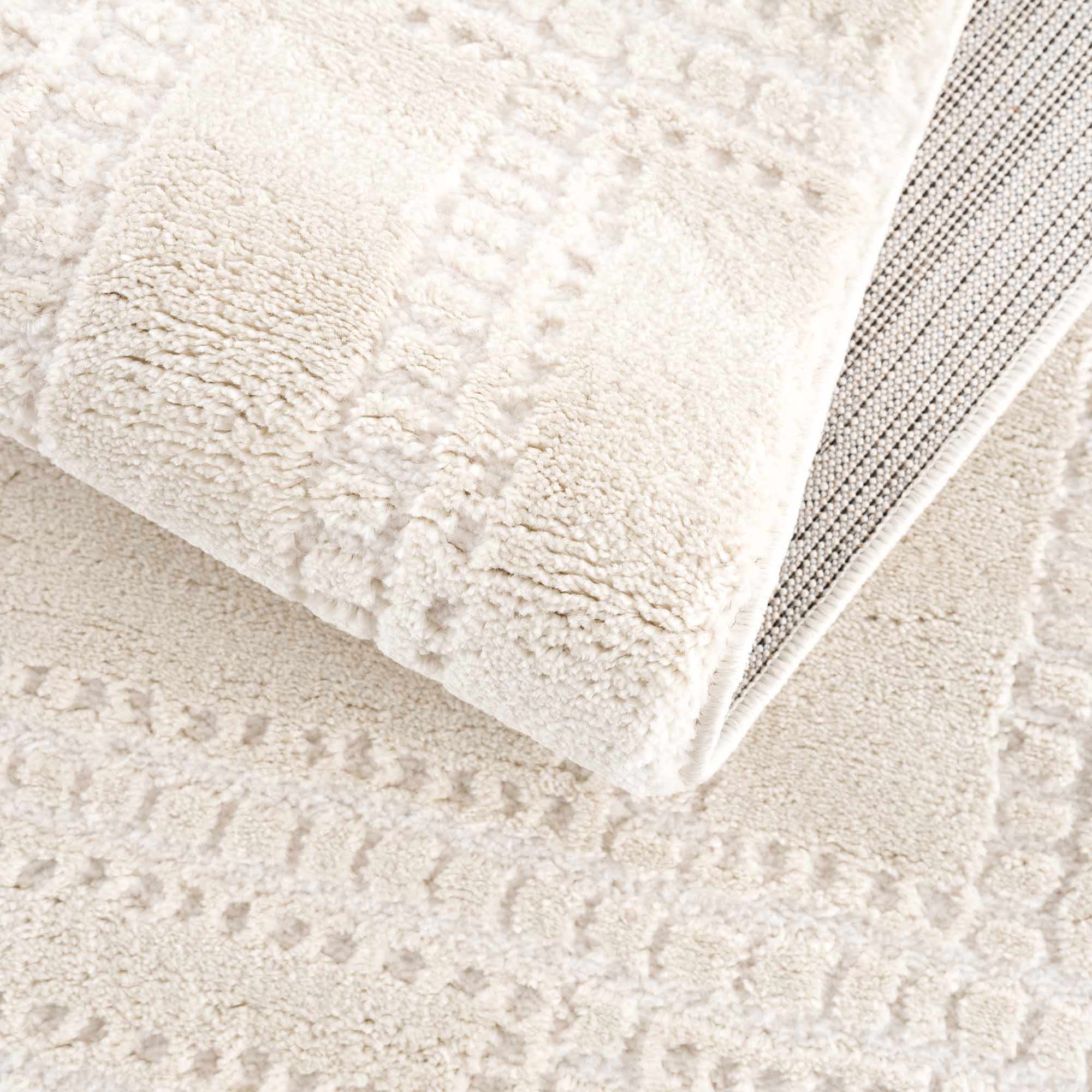 Modern Contemporary Solid Beige and Ivory High pile multi size Area Rug - Image 8